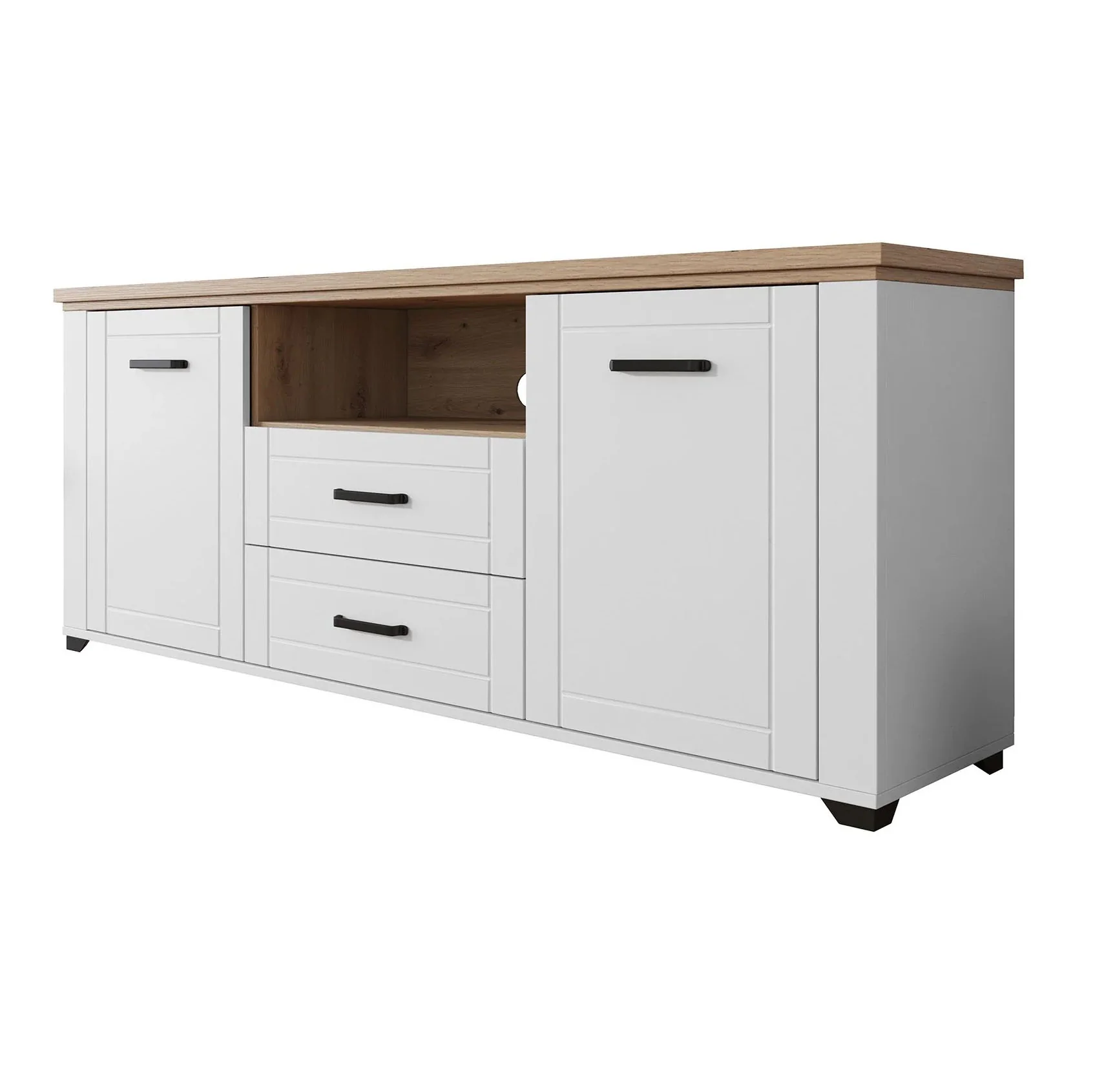 Vernon - TV-Meubel met 2 deuren - Wit/eiken - 161 cm - Image 6