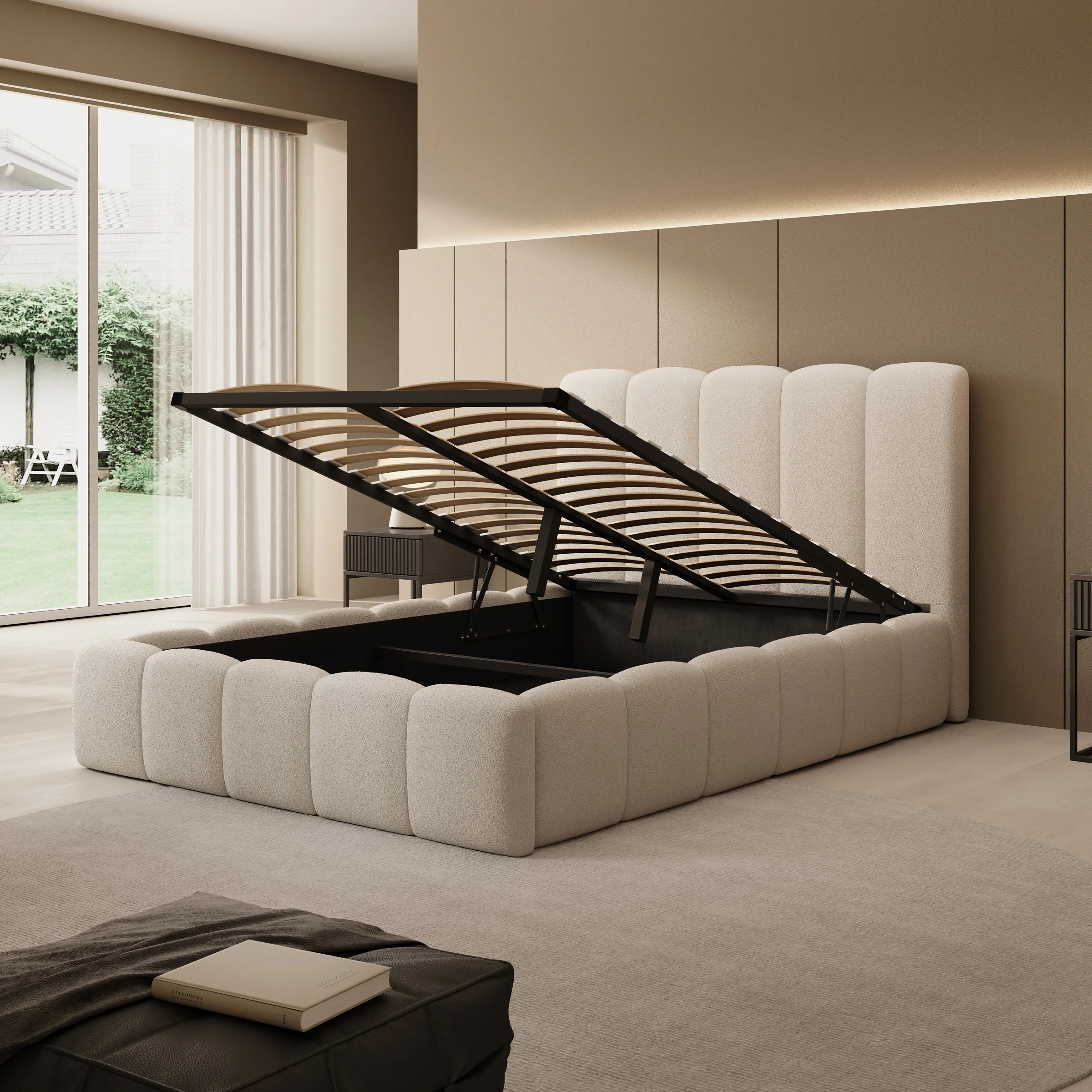 Vesna - Tweepersoonsbed - Teddystof beige - 140x200 cm - Image 2