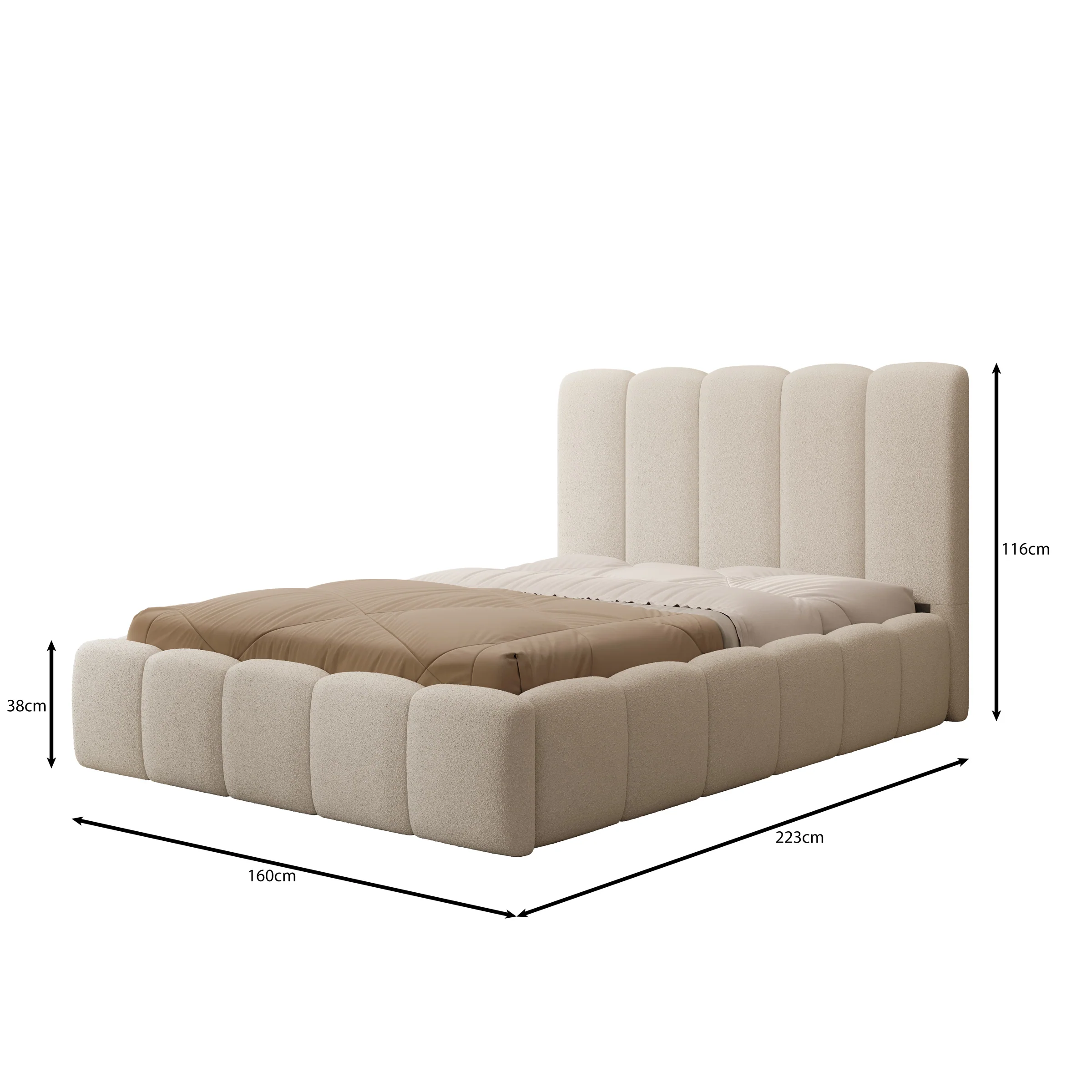 Vesna - Tweepersoonsbed - Teddystof beige - 140x200 cm - Image 4