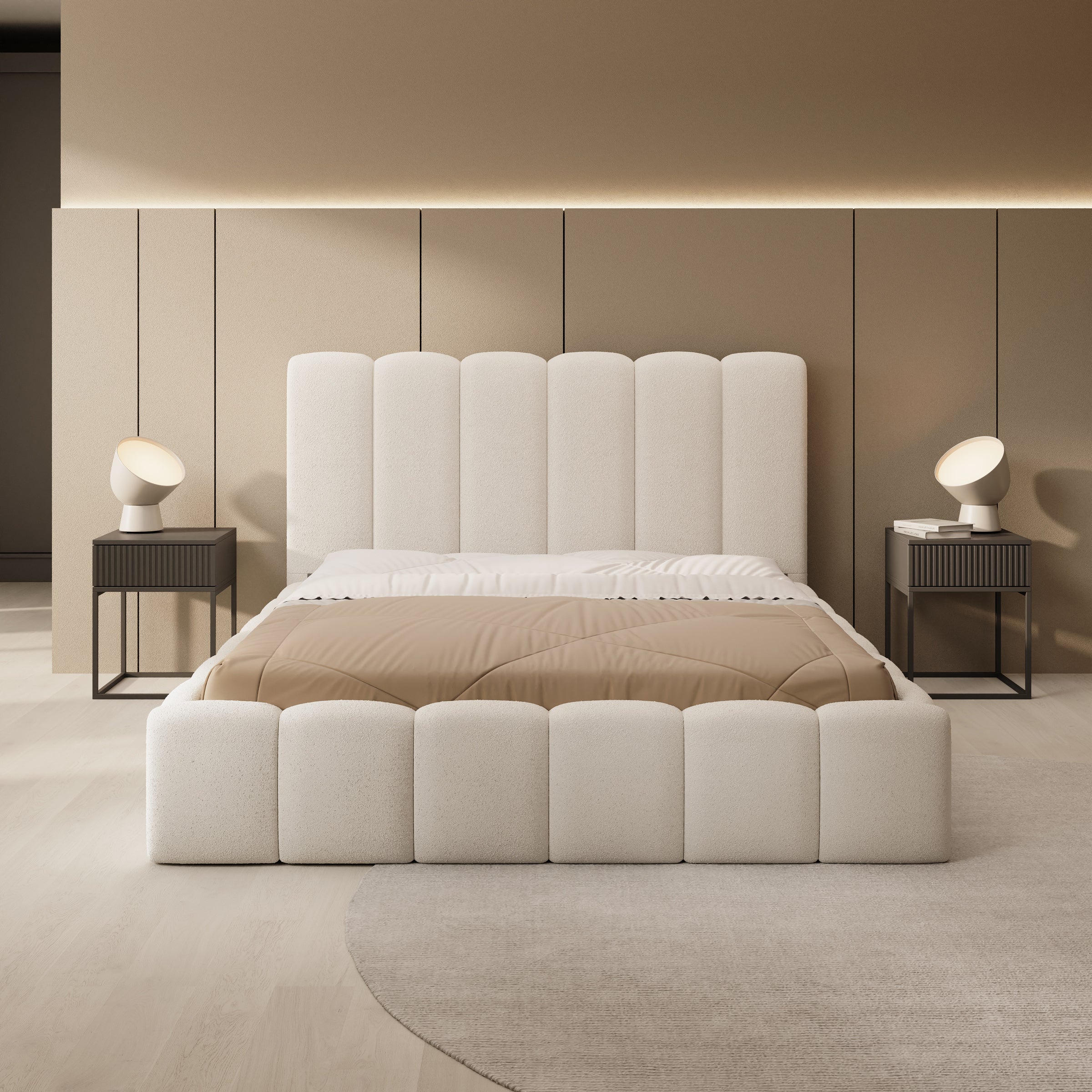 Vesna - Tweepersoonsbed - Teddystof beige - 160x200 cm - Image 3