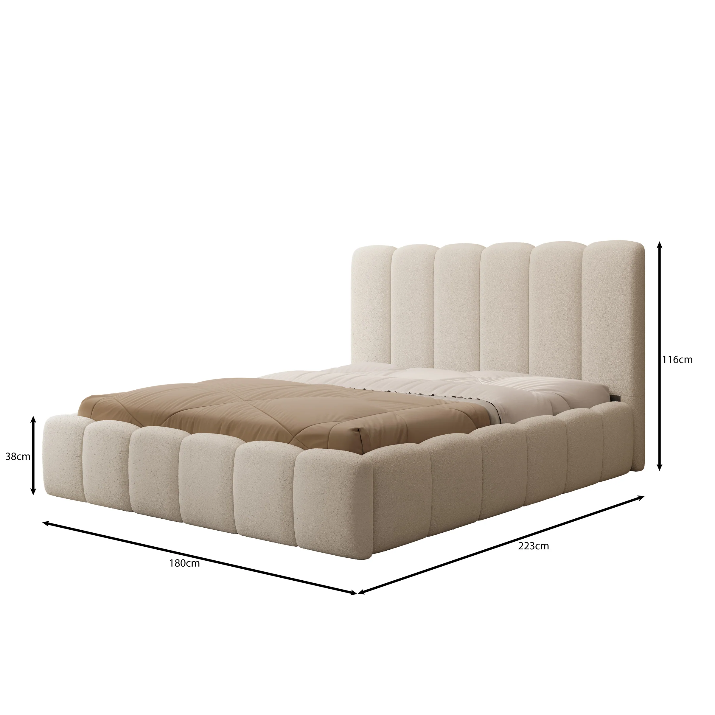 Vesna - Tweepersoonsbed - Teddystof beige - 160x200 cm - Image 4