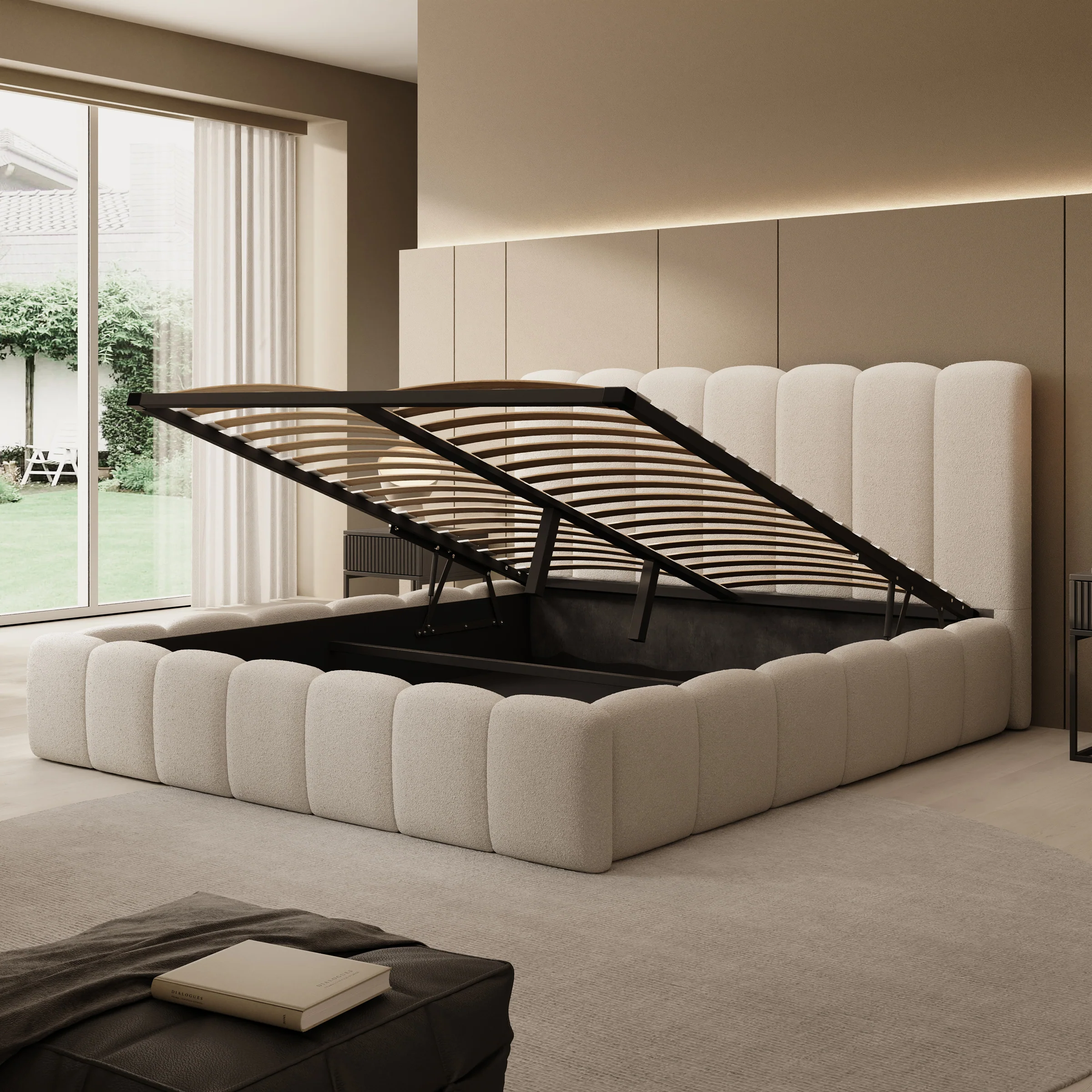 Vesna - Tweepersoonsbed - Teddystof beige - 180x200 cm - Image 2