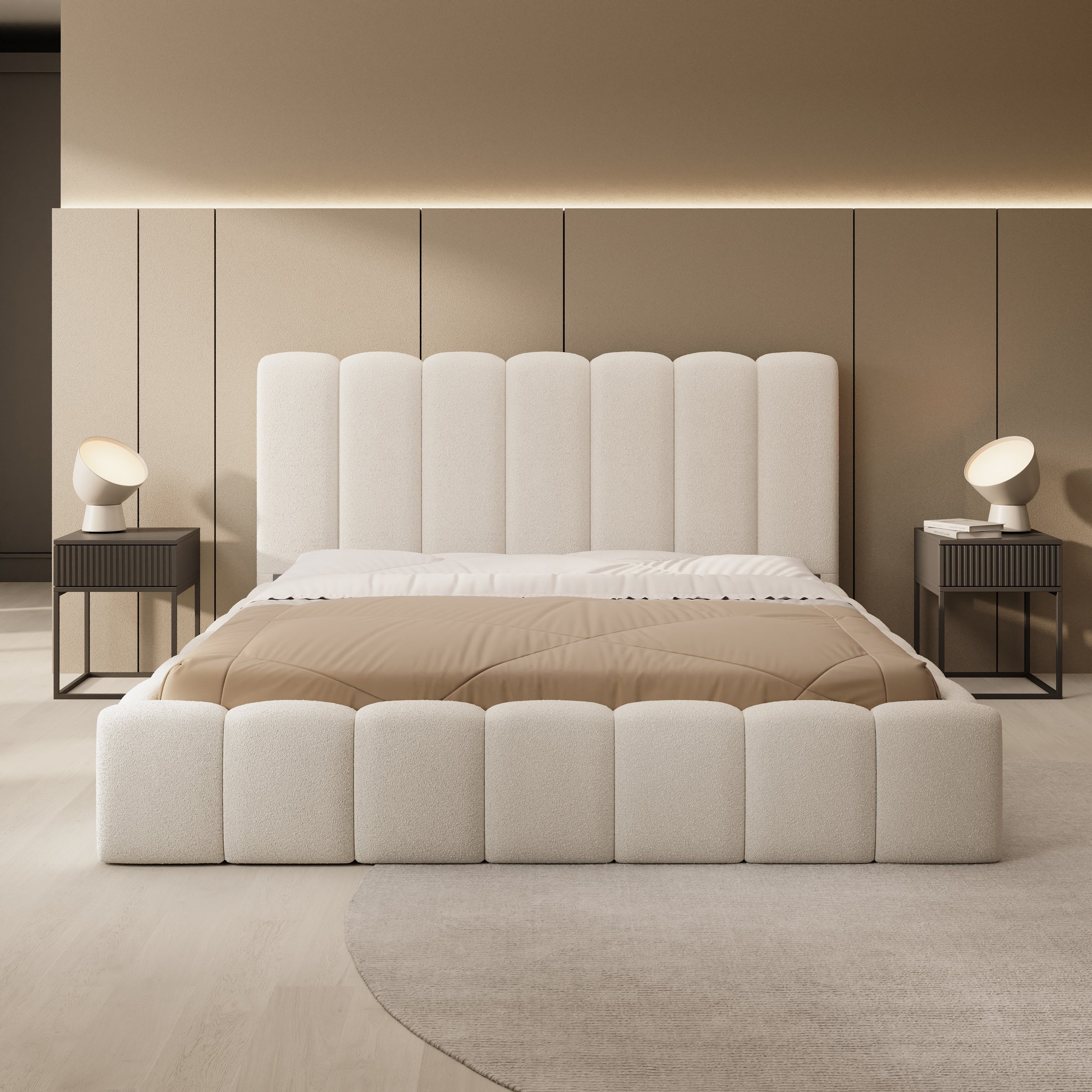 Vesna - Tweepersoonsbed - Teddystof beige - 180x200 cm - Image 3