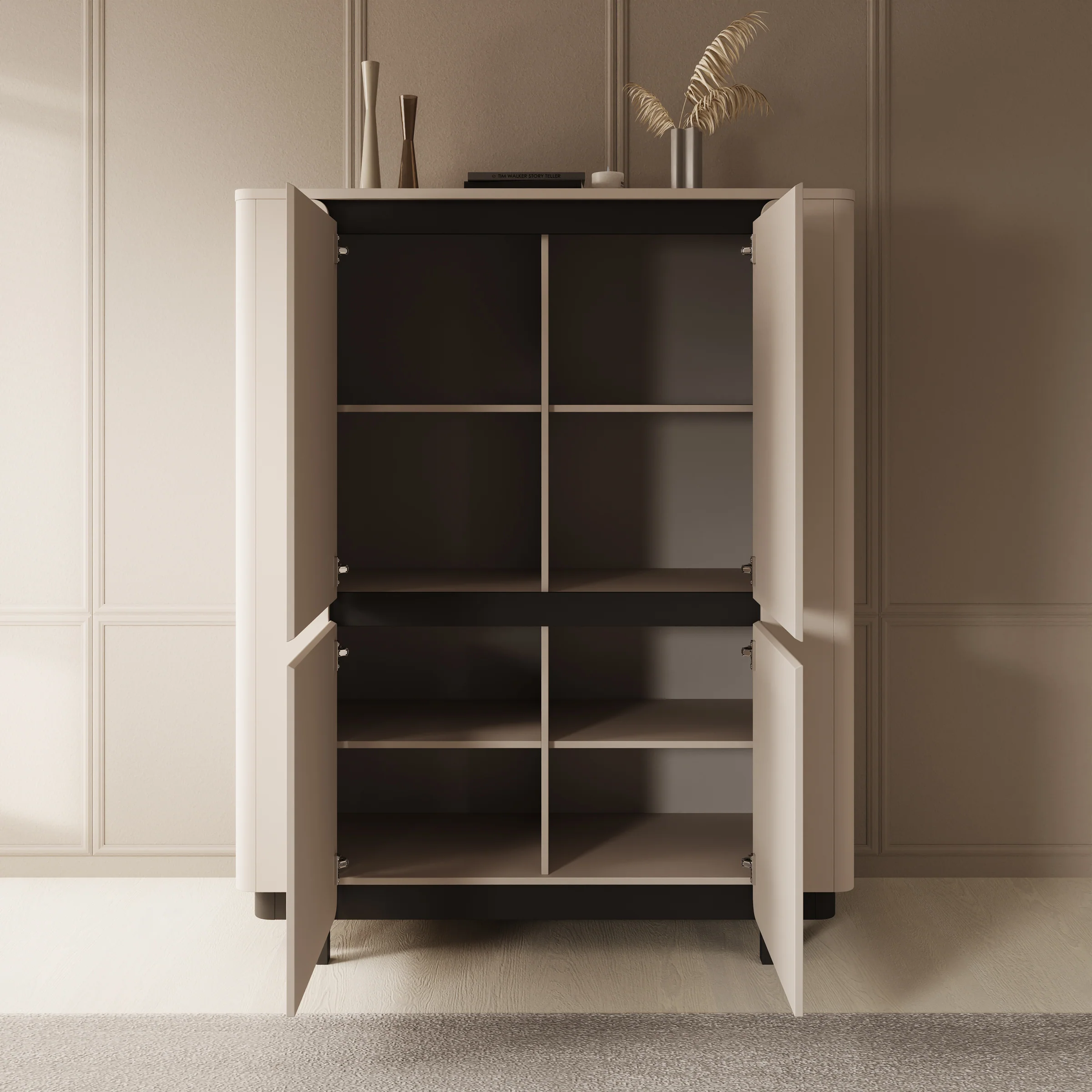 Vexon - Dressoir - Beige/Zwart - 130x45x161 cm - Image 2