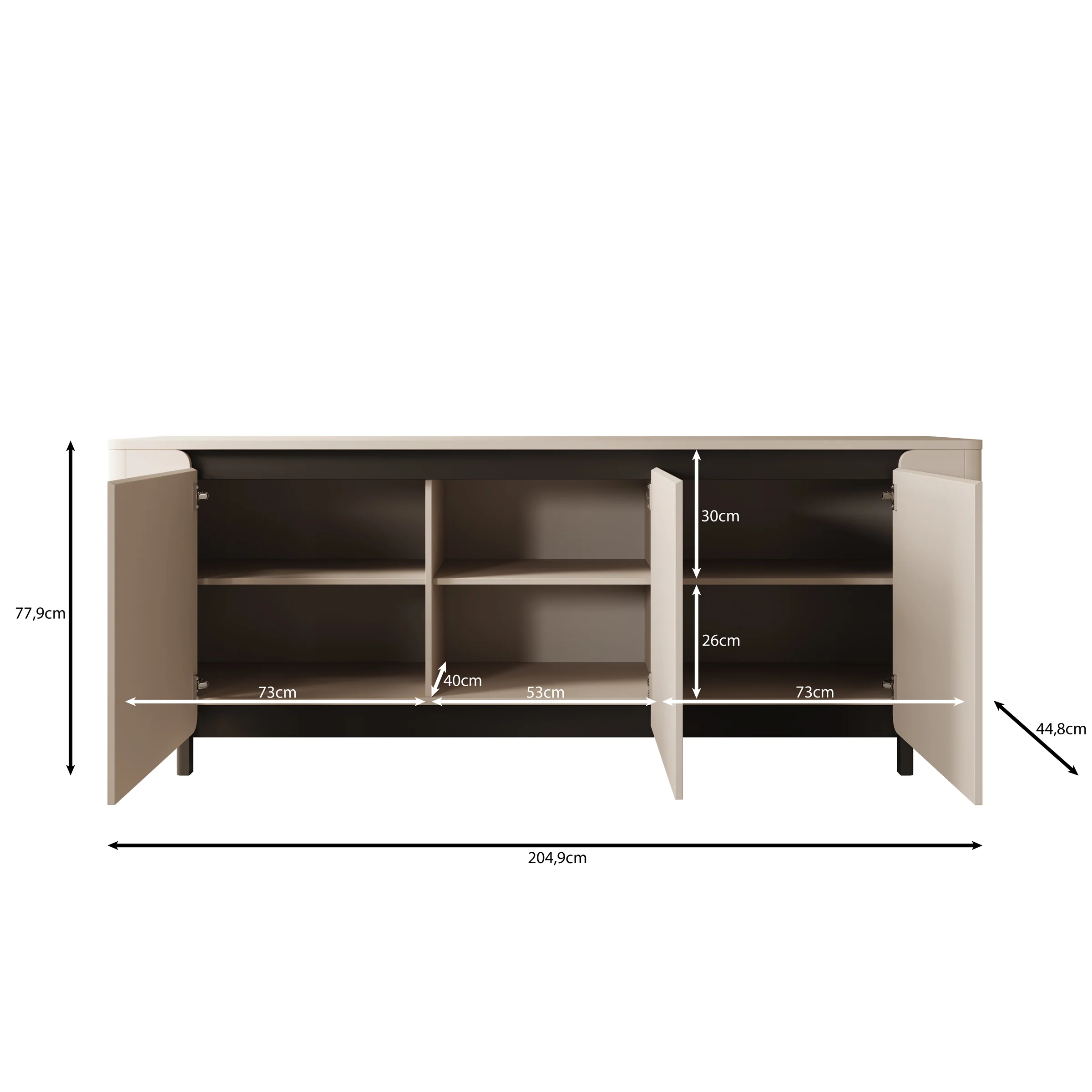 Vexon - Dressoir - Beige/Zwart - 205x45x78 cm - Image 6
