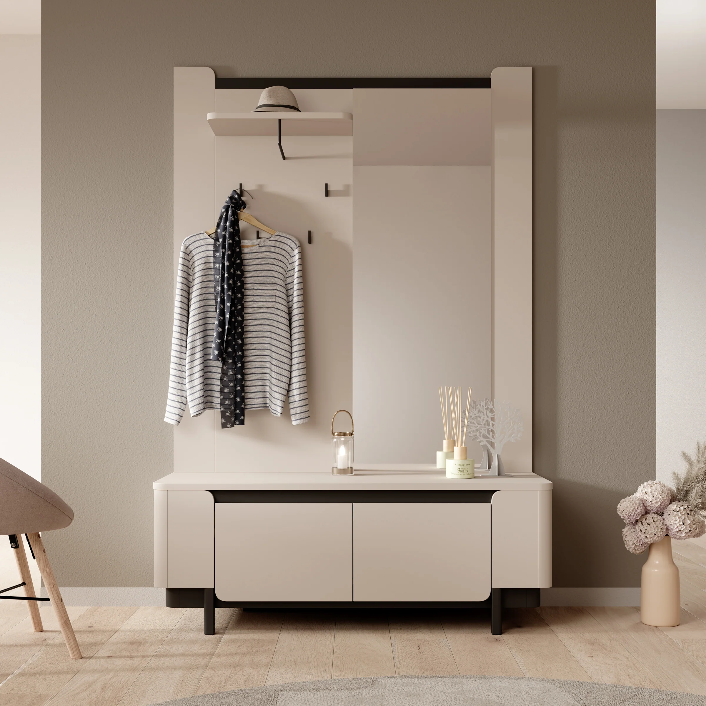 Vexon - Kapstok - Beige/Zwart - 130x45x196 cm - Image 3