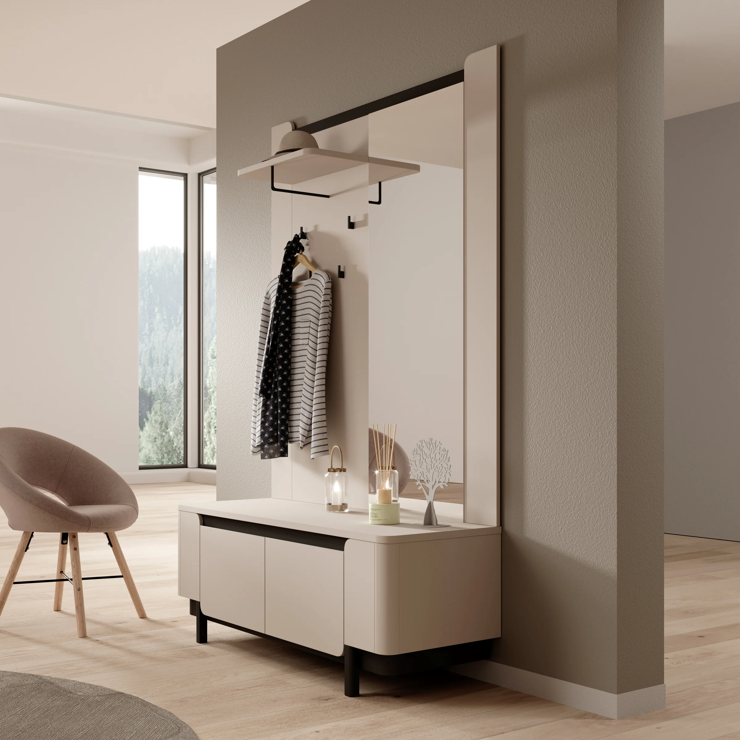 Vexon - Kapstok - Beige/Zwart - 130x45x196 cm - Image 4