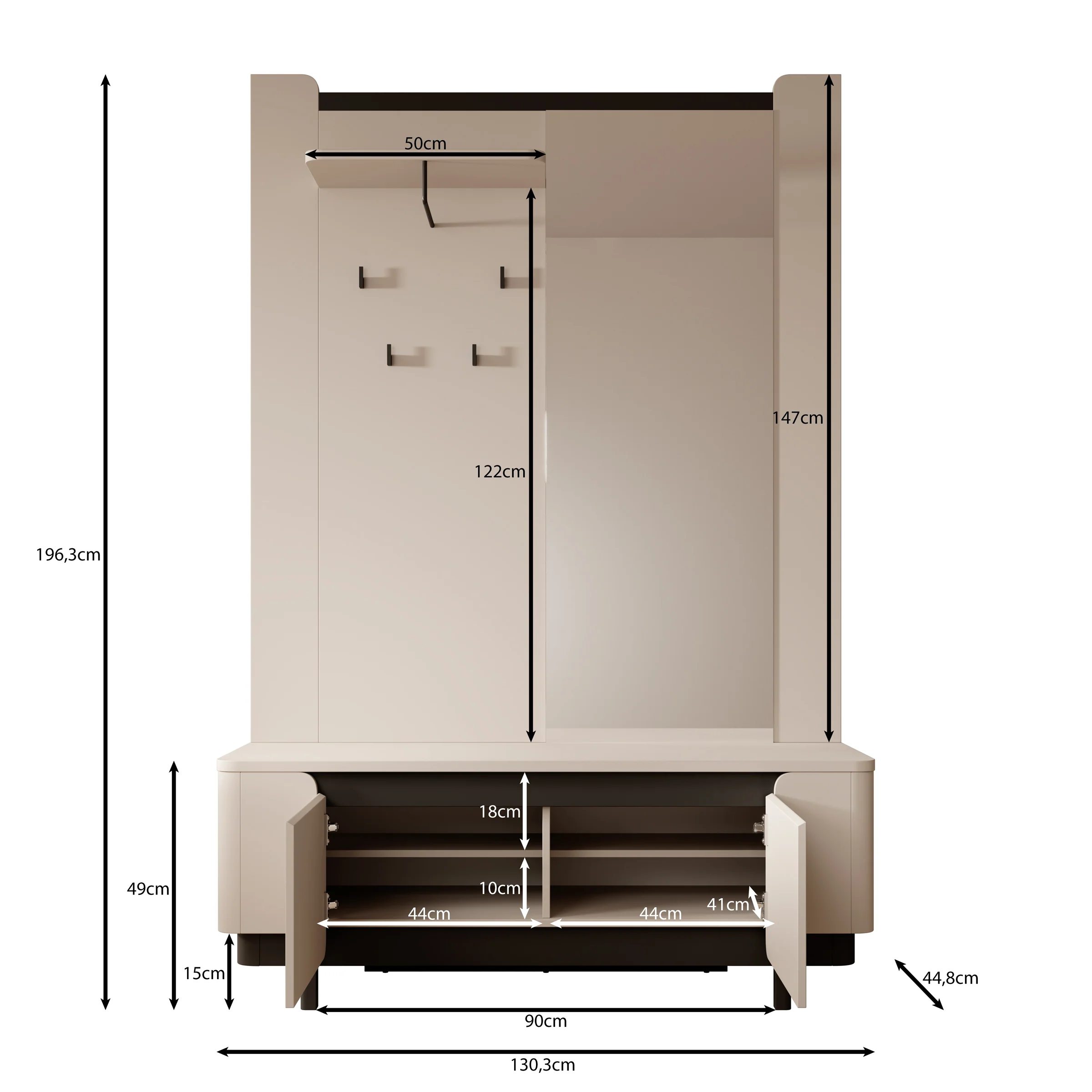 Vexon - Kapstok - Beige/Zwart - 130x45x196 cm - Image 6