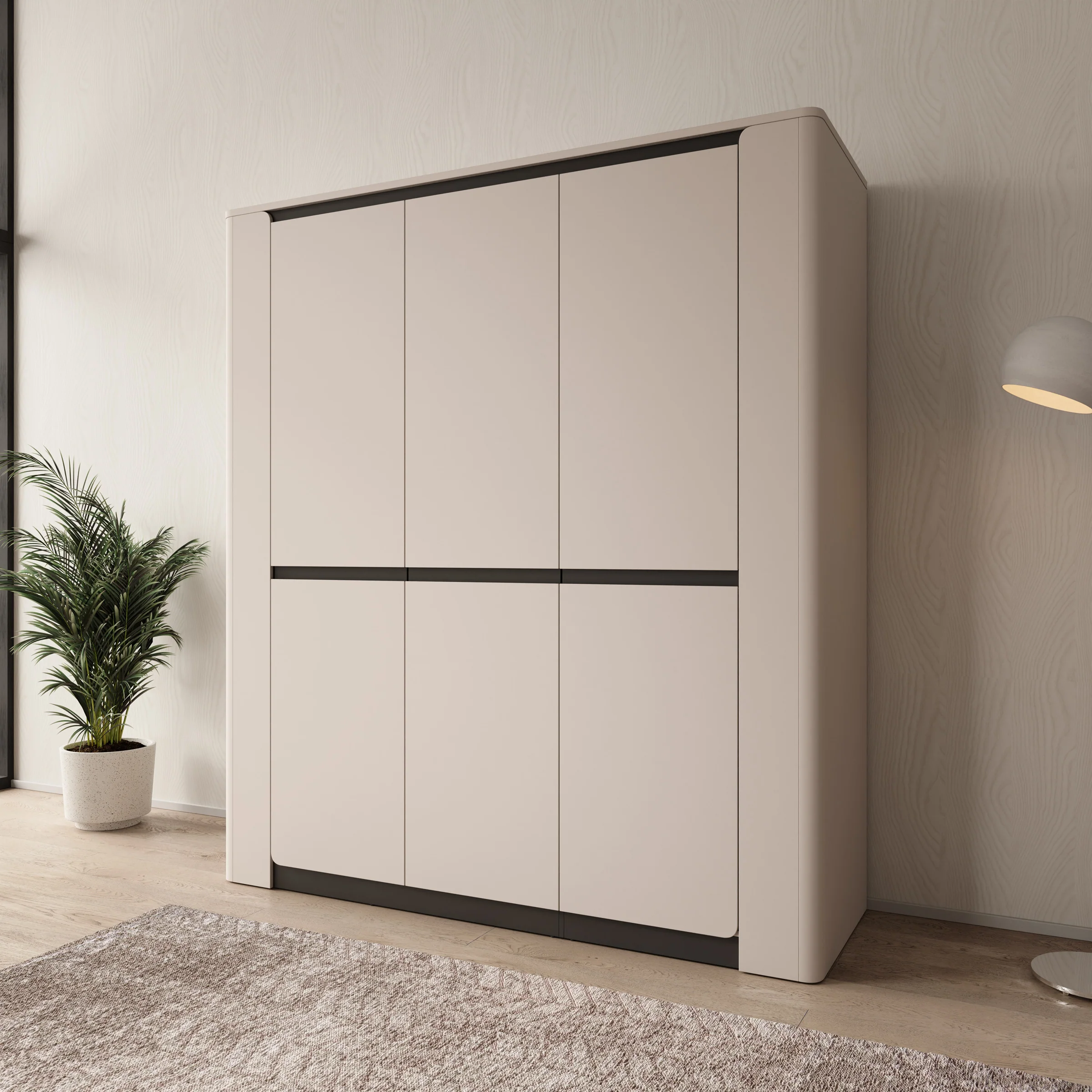 Vexon - Kledingkast met 3 deuren - Beige/Zwart - 190x63x214 cm