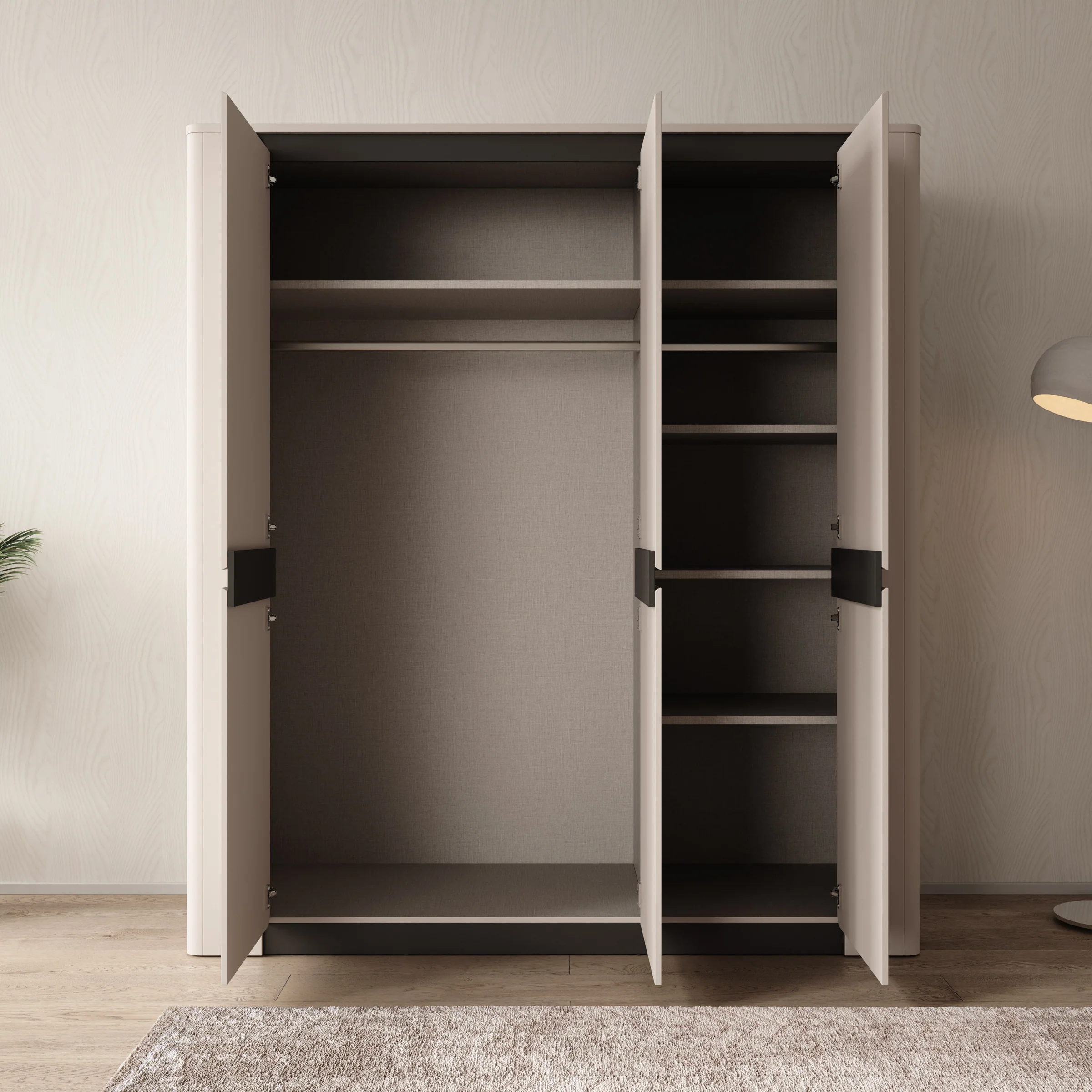Vexon - Kledingkast met 3 deuren - Beige/Zwart - 190x63x214 cm - Image 2