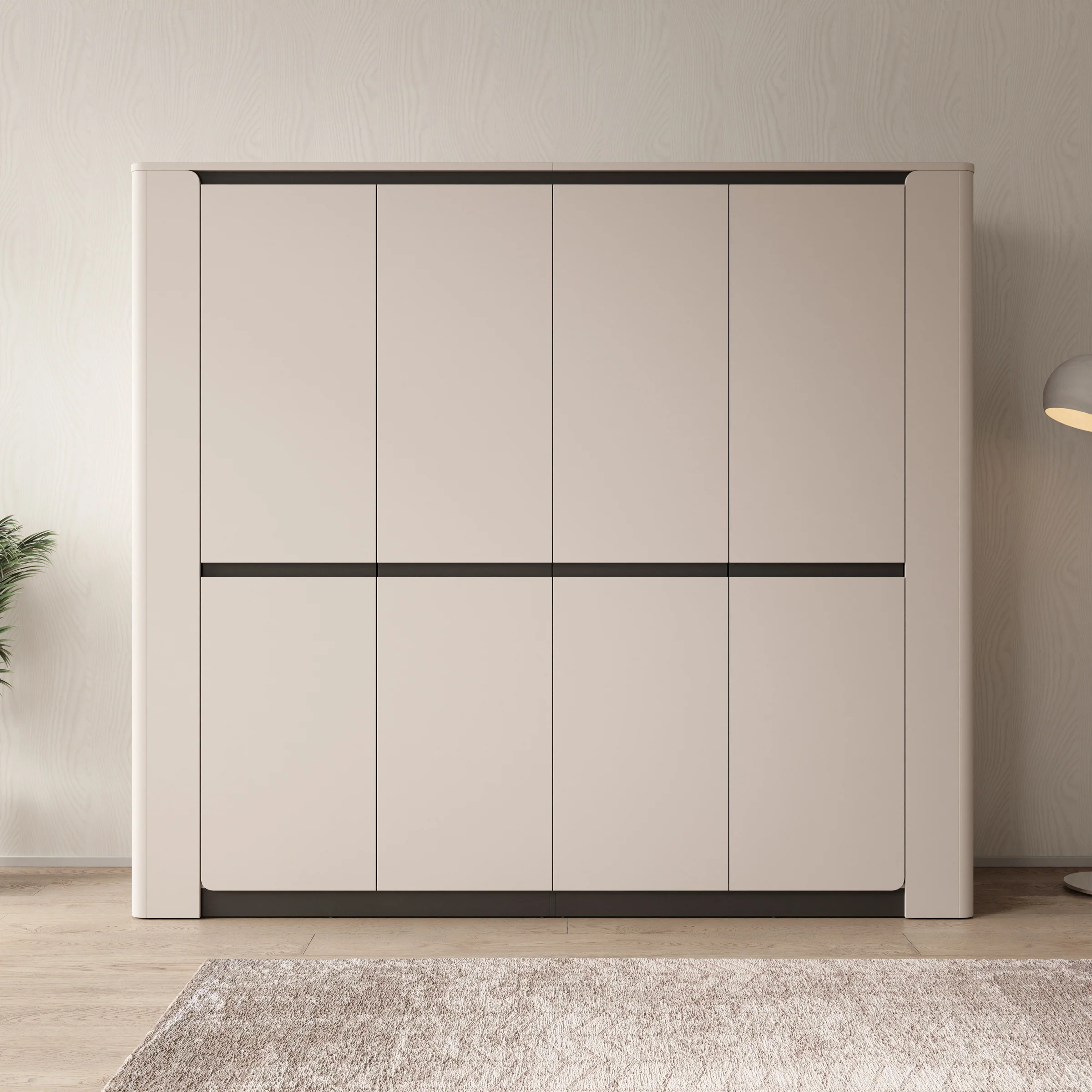 Vexon - Kledingkast met 4 deuren - Beige/Zwart - 240x63x214 - Image 3