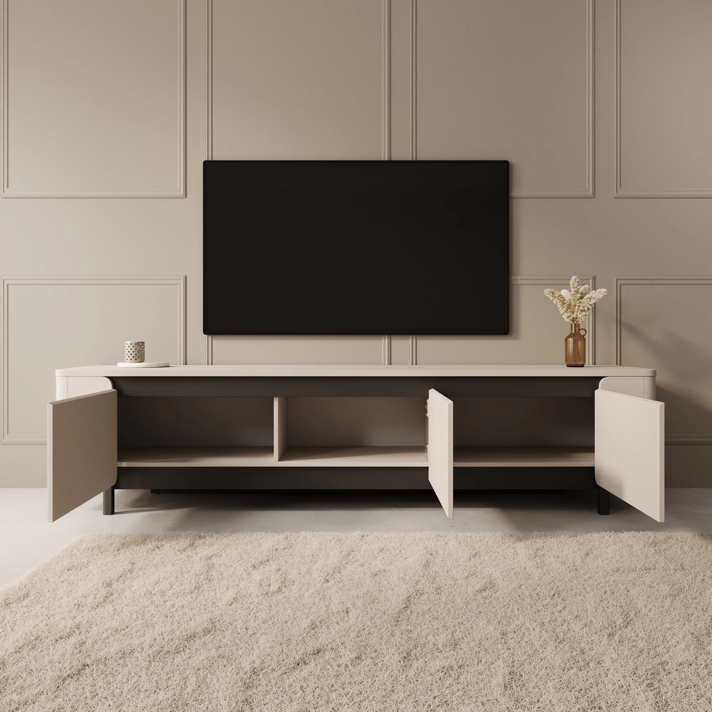 Vexon - TV-Meubel - Beige/Zwart - 205x45x49 cm - Image 2
