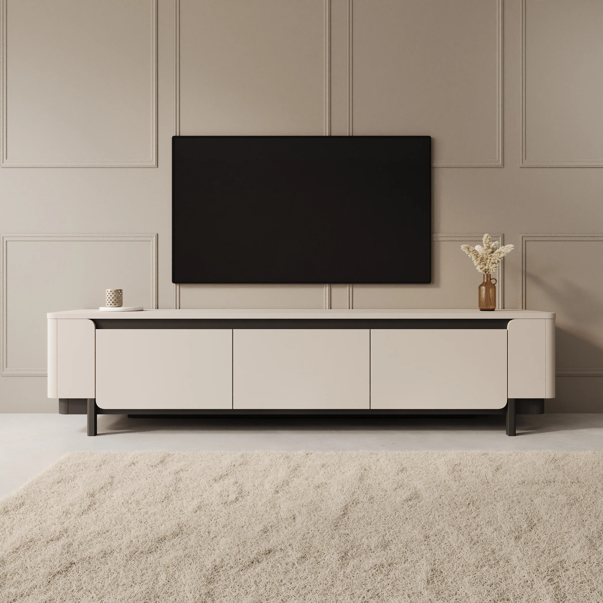 Vexon - TV-Meubel - Beige/Zwart - 205x45x49 cm - Image 3