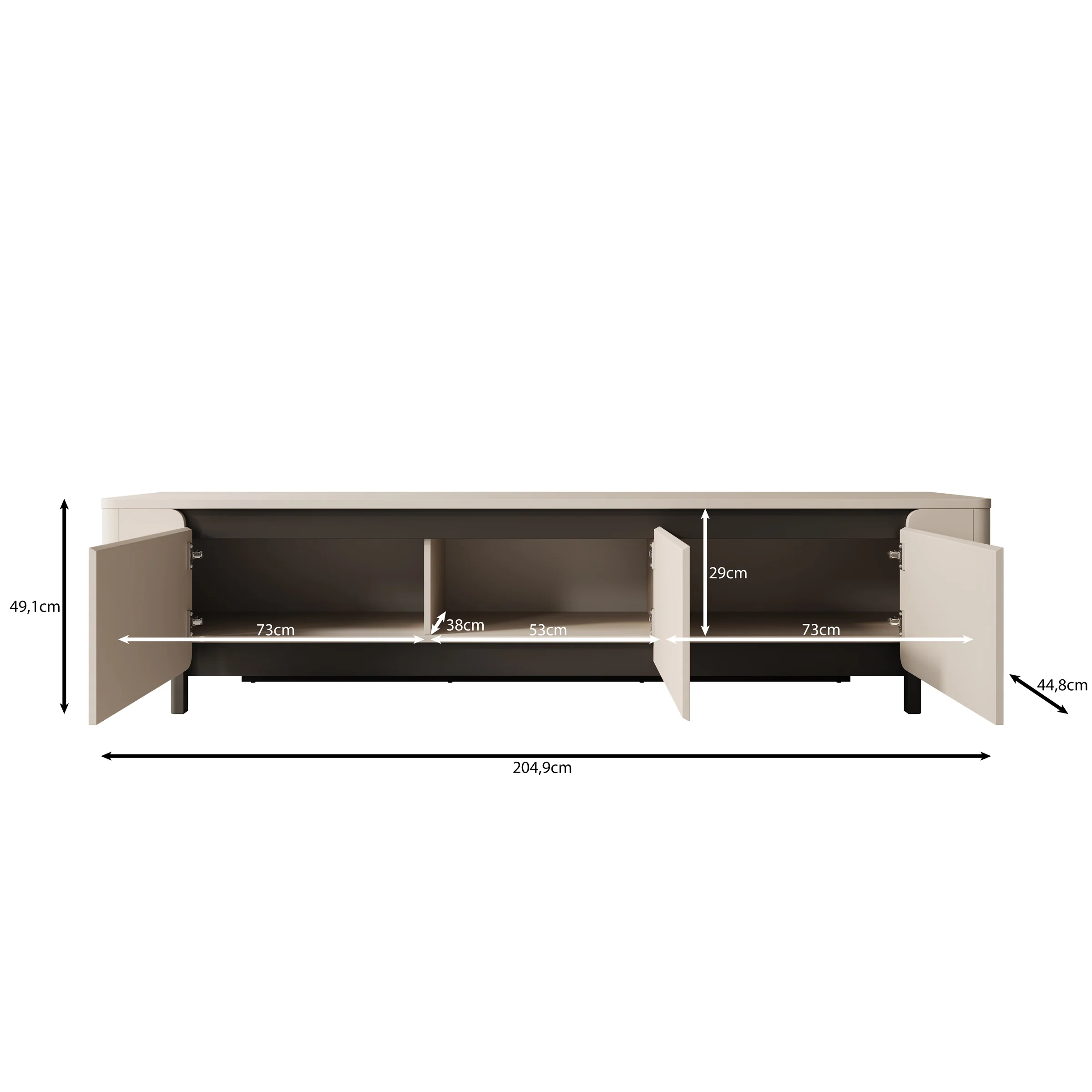 Vexon - TV-Meubel - Beige/Zwart - 205x45x49 cm - Image 6