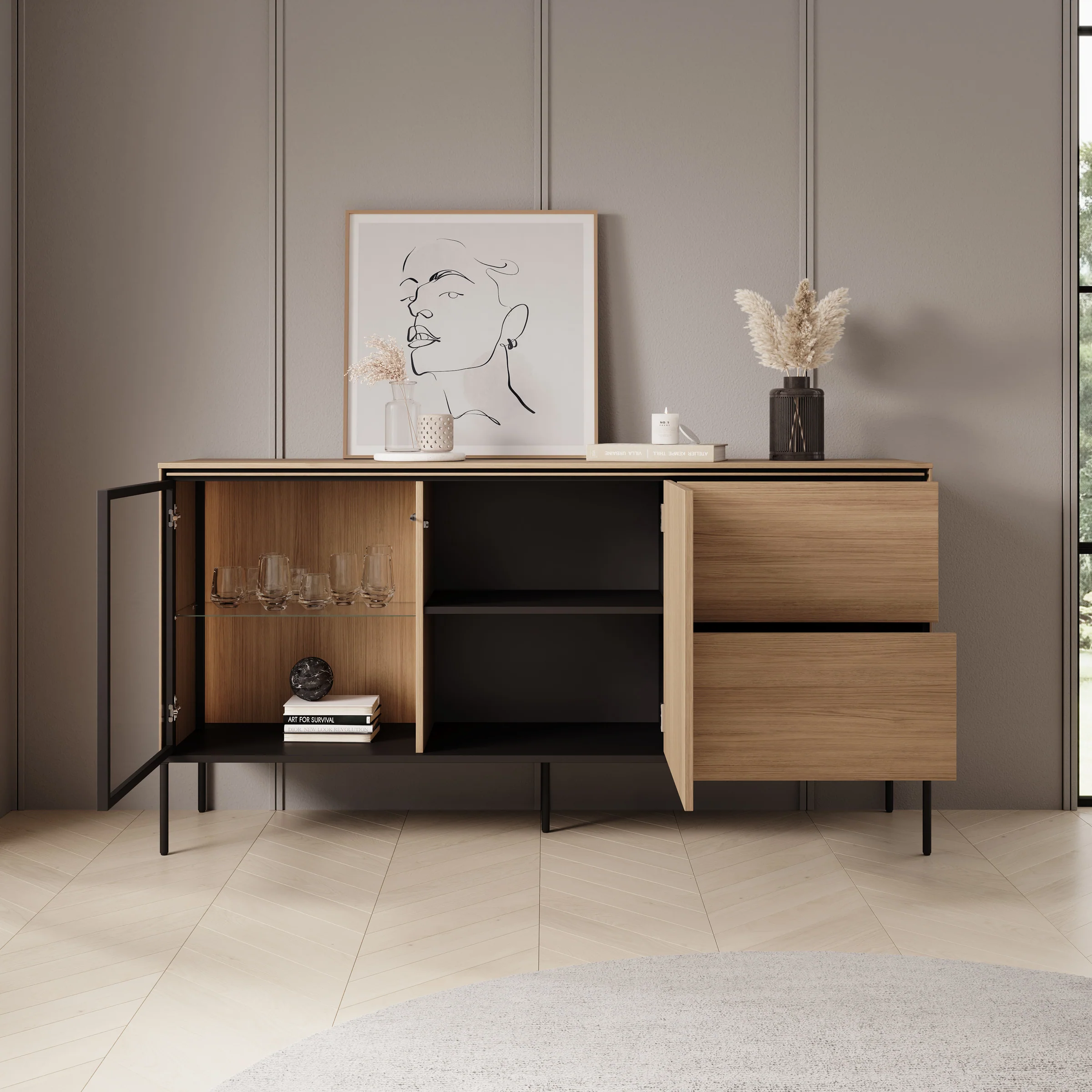 Vicious - Dressoir met LED - Eiken - 167x41x85 cm - Image 2
