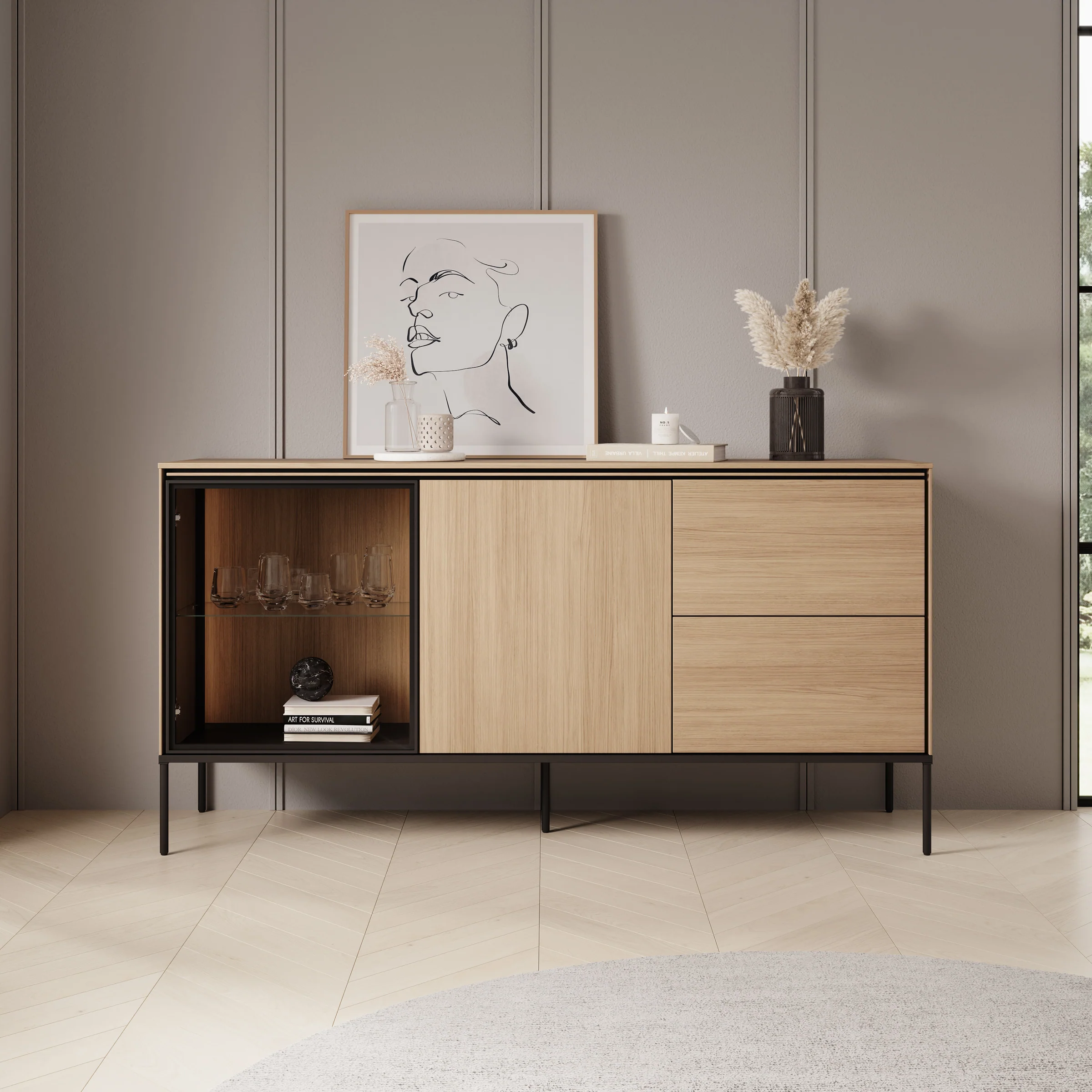 Vicious - Dressoir met LED - Eiken - 167x41x85 cm - Image 3