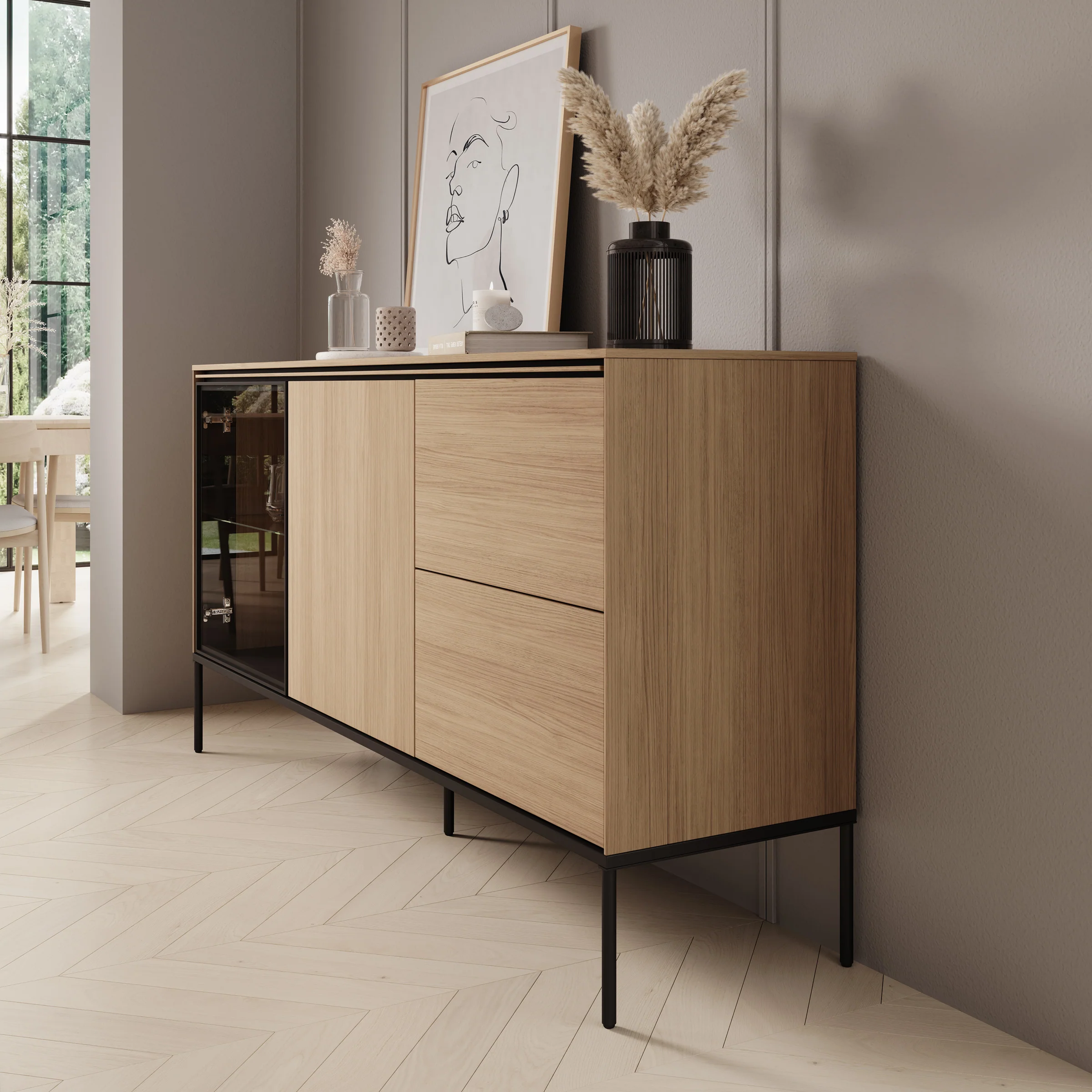Vicious - Dressoir met LED - Eiken - 167x41x85 cm - Image 4
