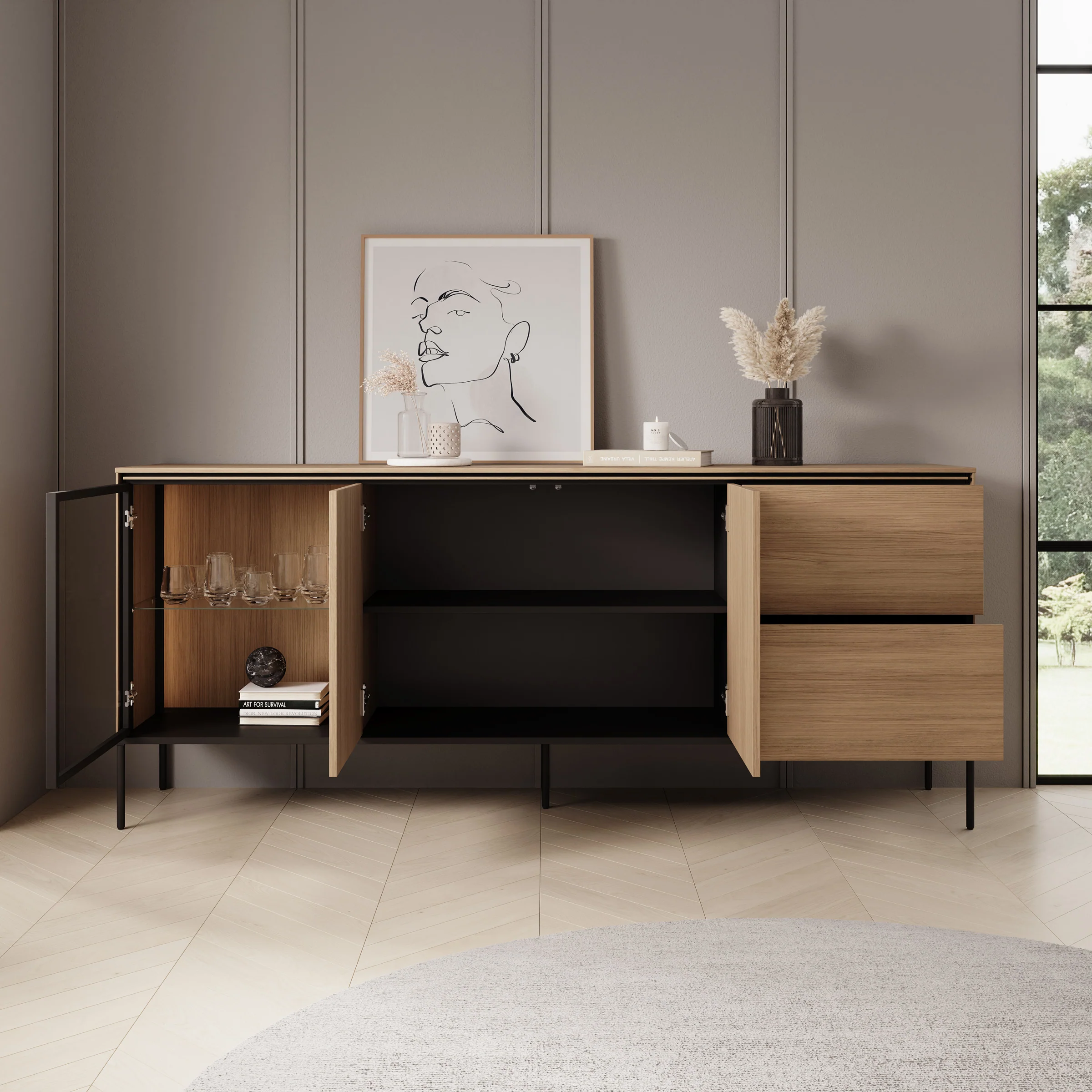 Vicious - Dressoir met LED - Eiken - 201x41x85 cm - Image 2
