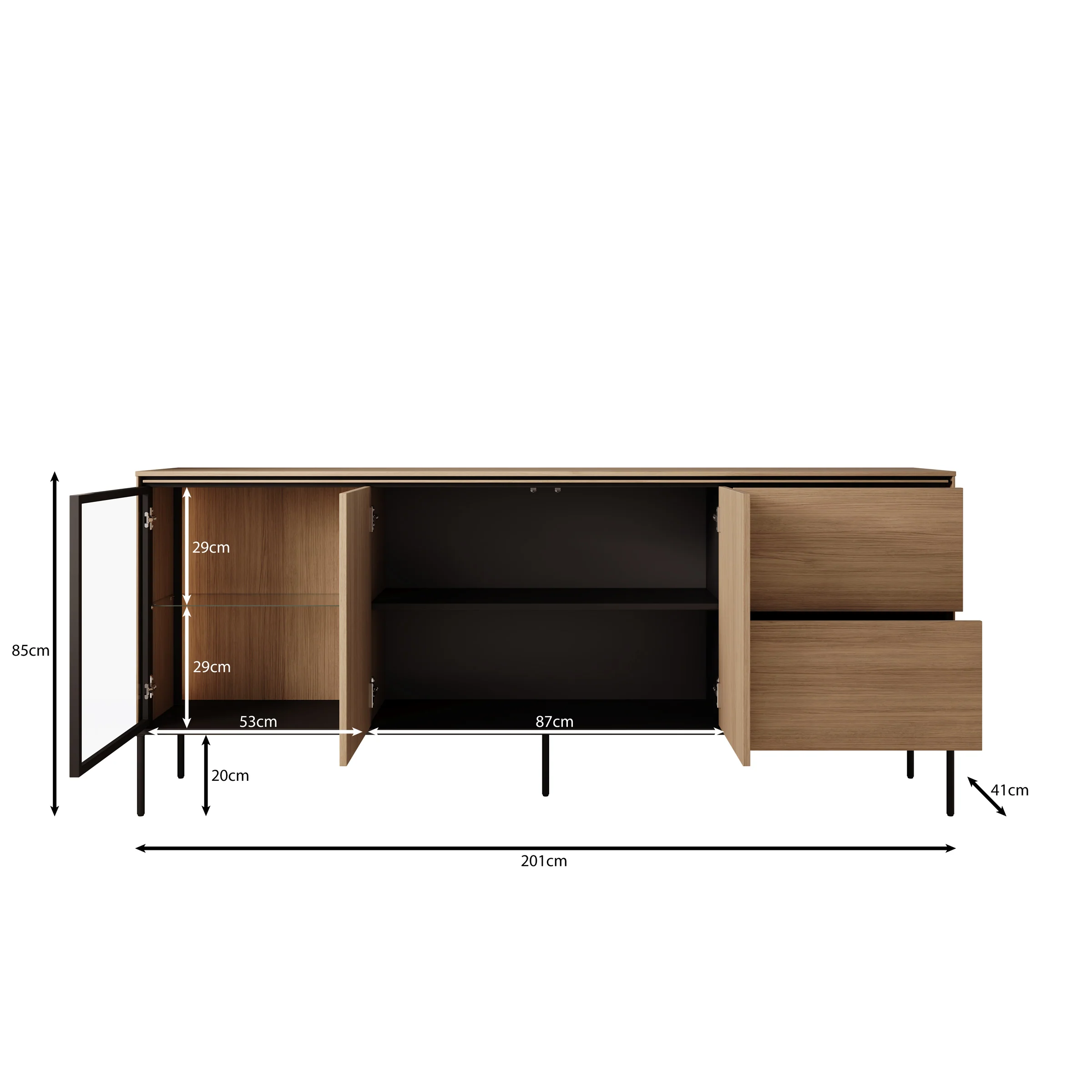 Vicious - Dressoir met LED - Eiken - 201x41x85 cm - Image 5