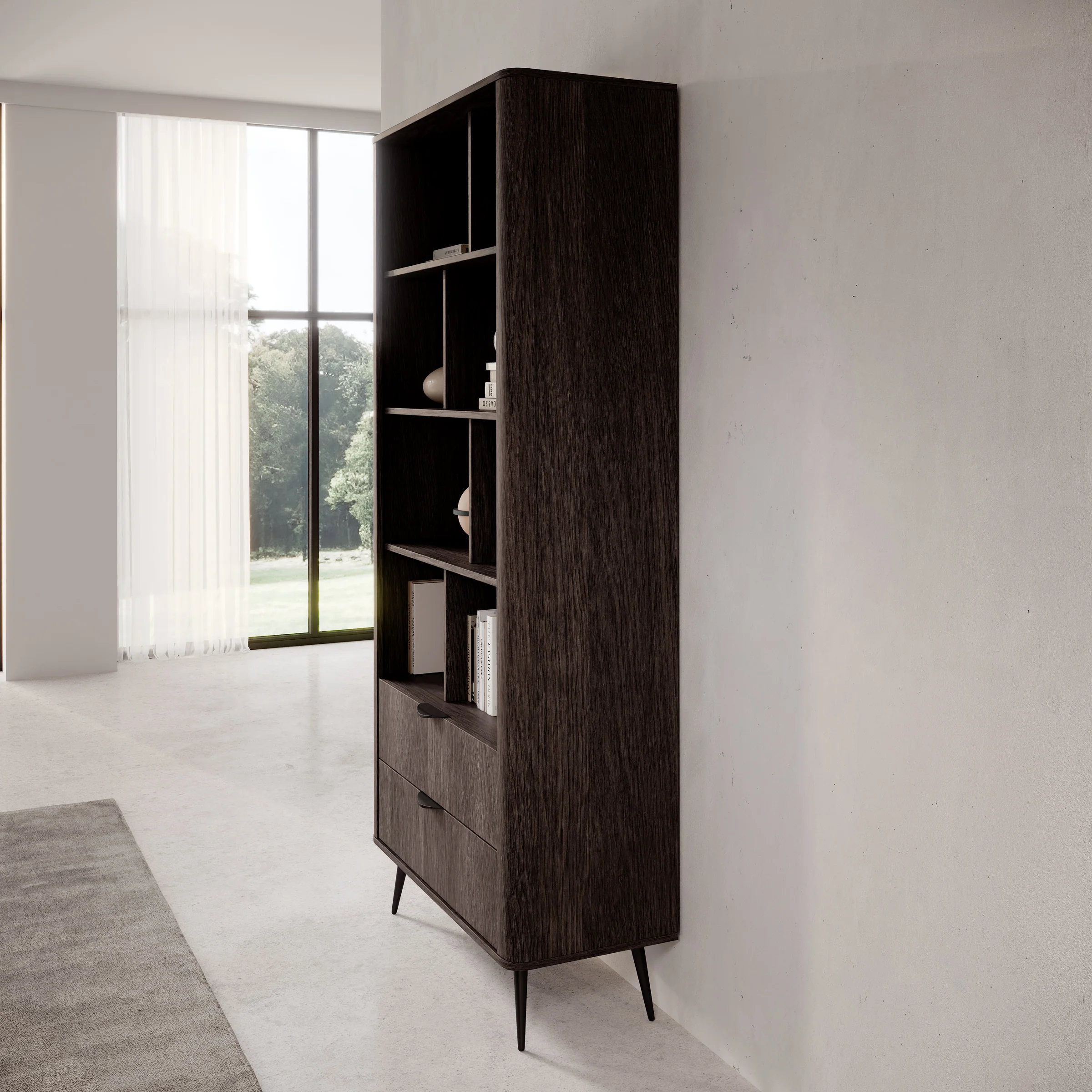 Victoria - Boekenkast - Donker eiken - 88x38x194 cm - Image 4