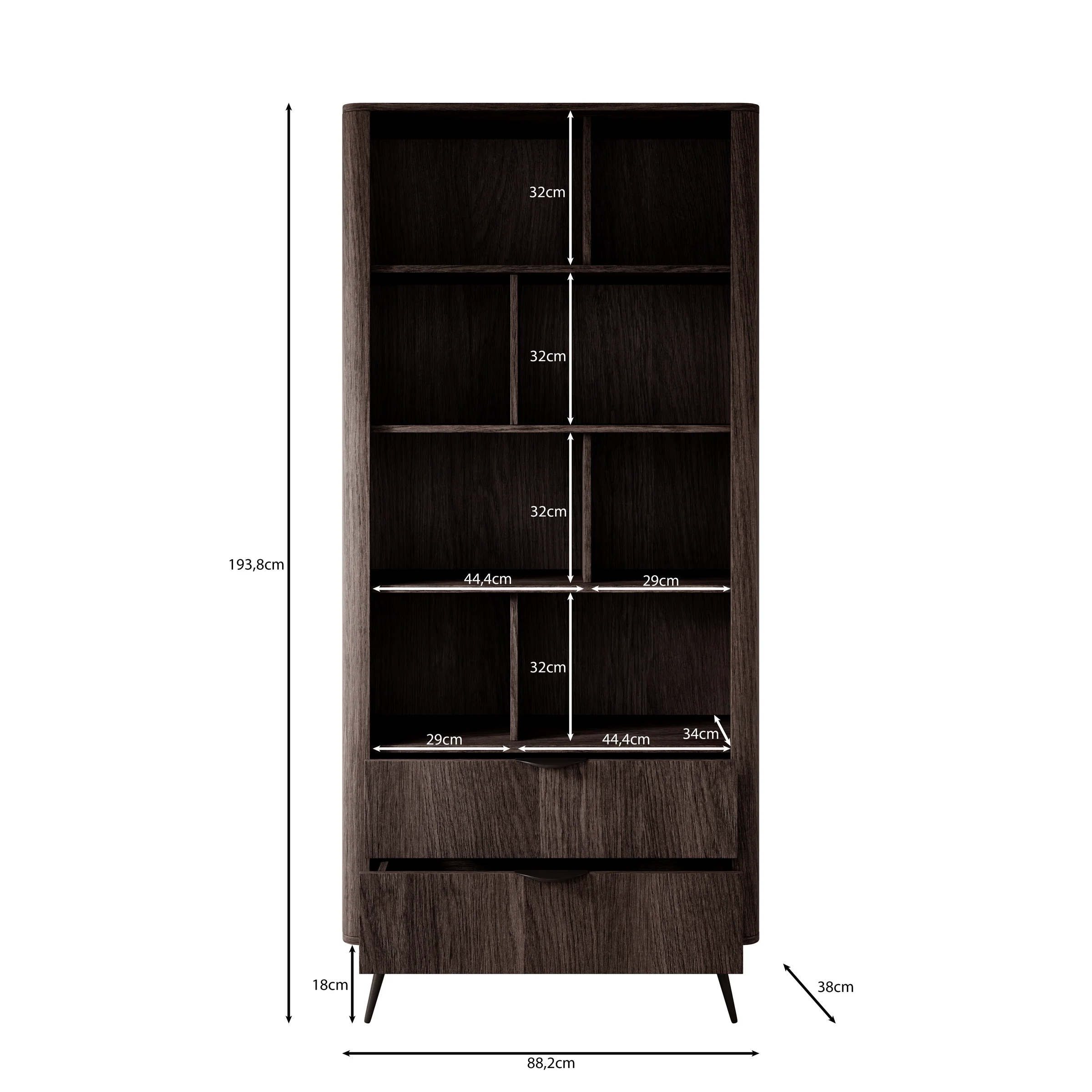 Victoria - Boekenkast - Donker eiken - 88x38x194 cm - Image 5