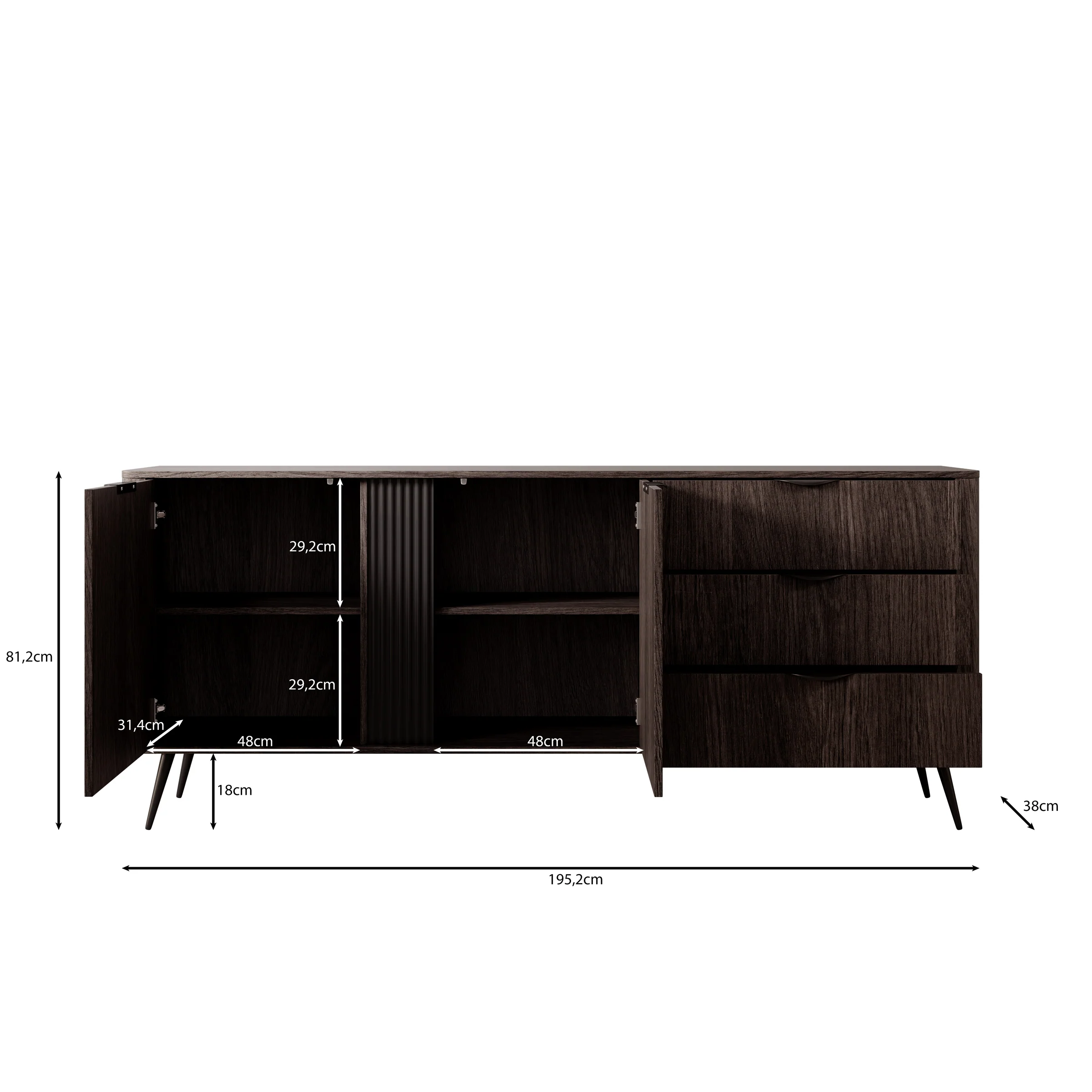 Victoria - Dressoir - Donker eiken - 195x38x81 cm - Image 6