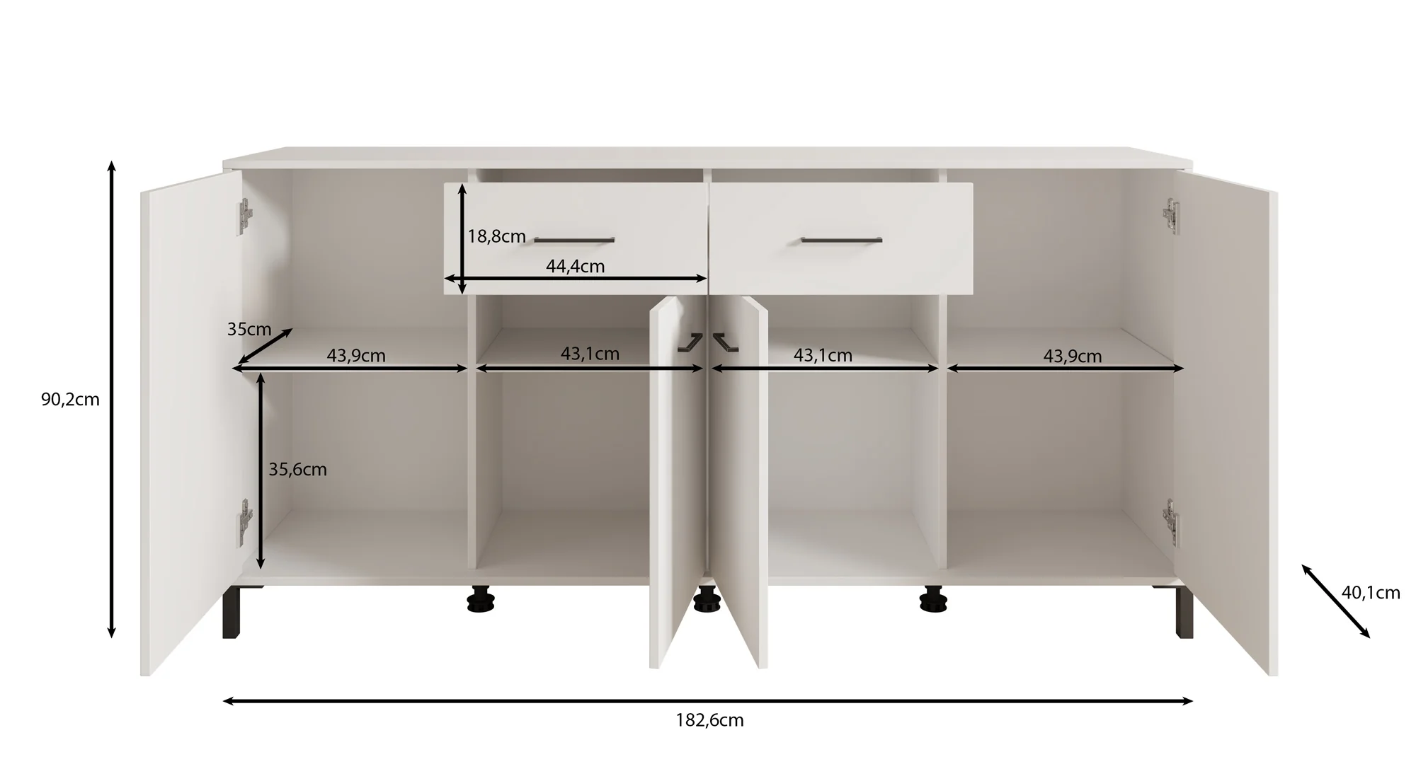 Vidor - Dressoir - Wit - 183x40x90 cm - Image 5