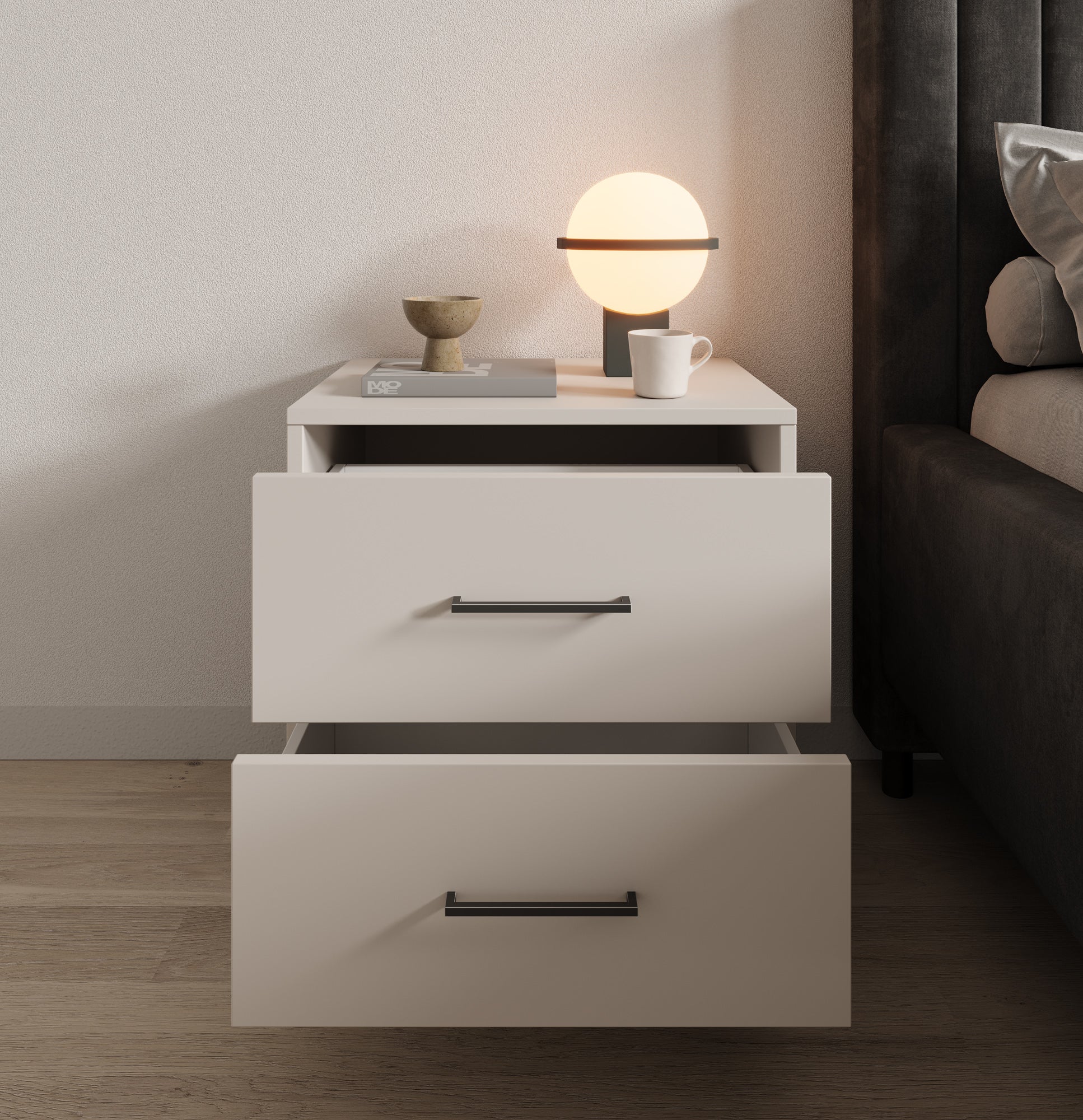 Vidor - Nachtkastje - Beige - 48x40x52 cm - Image 3