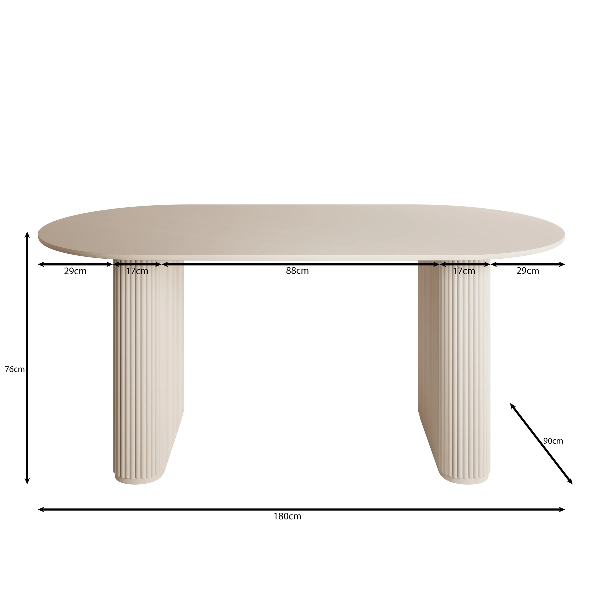 Viento - Eetkamertafel - Wit - 180x90x76 cm - Image 3