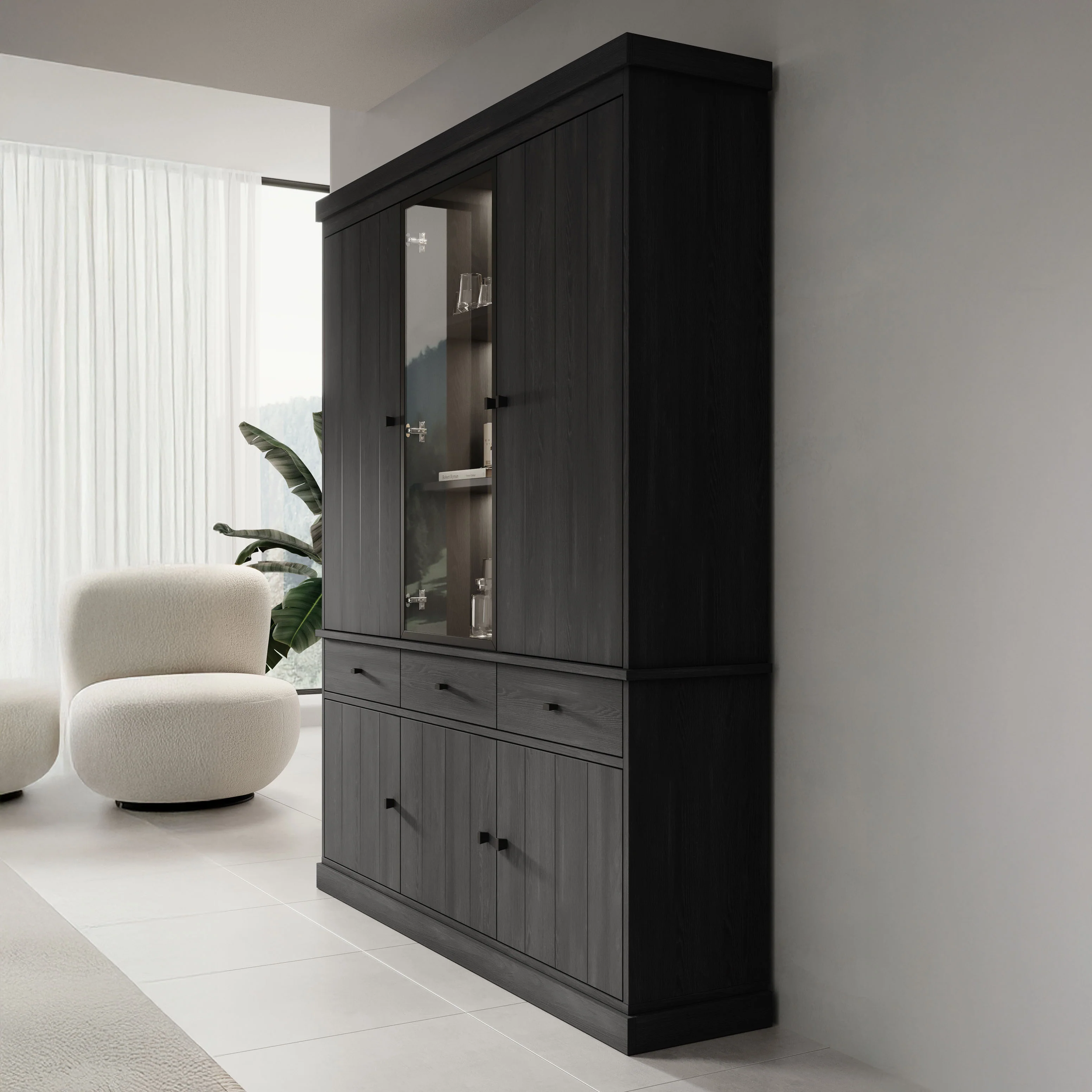 Vince 3 - Buffetkast - Zwart - 182x40x220 cm - Image 4