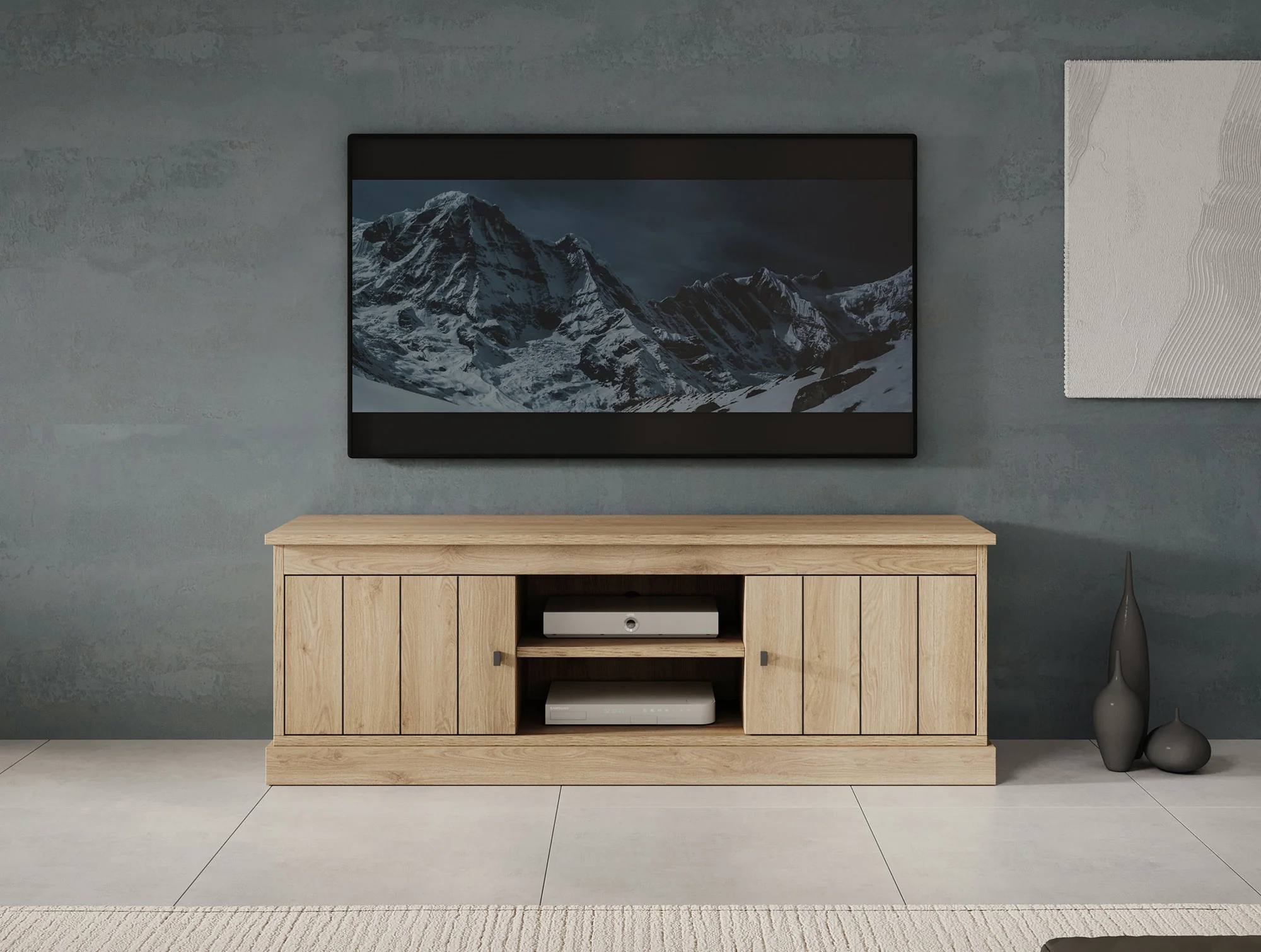 Vince - TV-Meubel met 2 deuren - Eiken  - 155 cm - Image 2