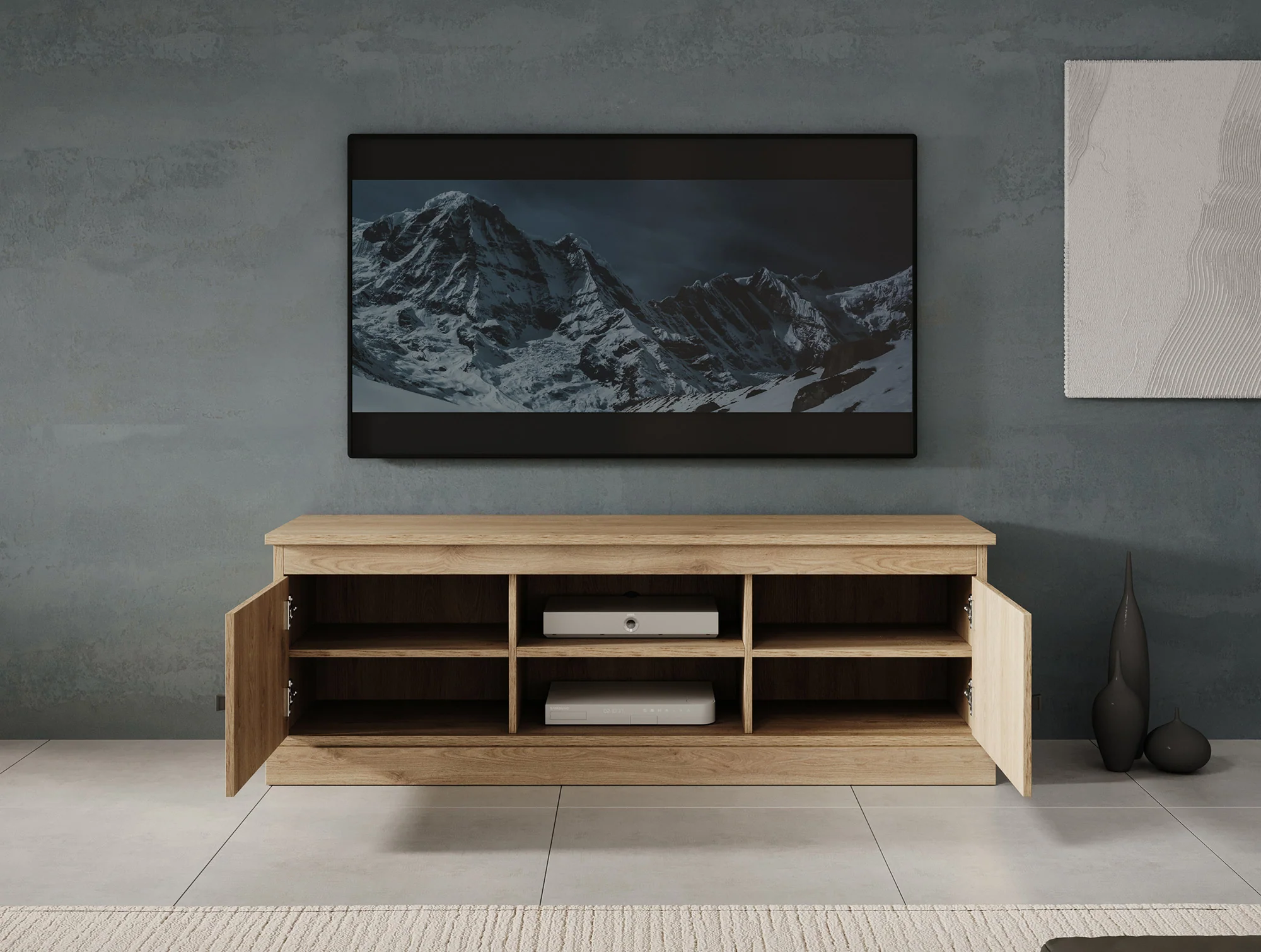 Vince - TV-Meubel met 2 deuren - Eiken  - 155 cm - Image 3