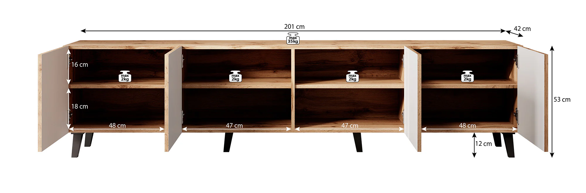Vintar - TV-Meubel - Eiken  - 201 cm - Image 5