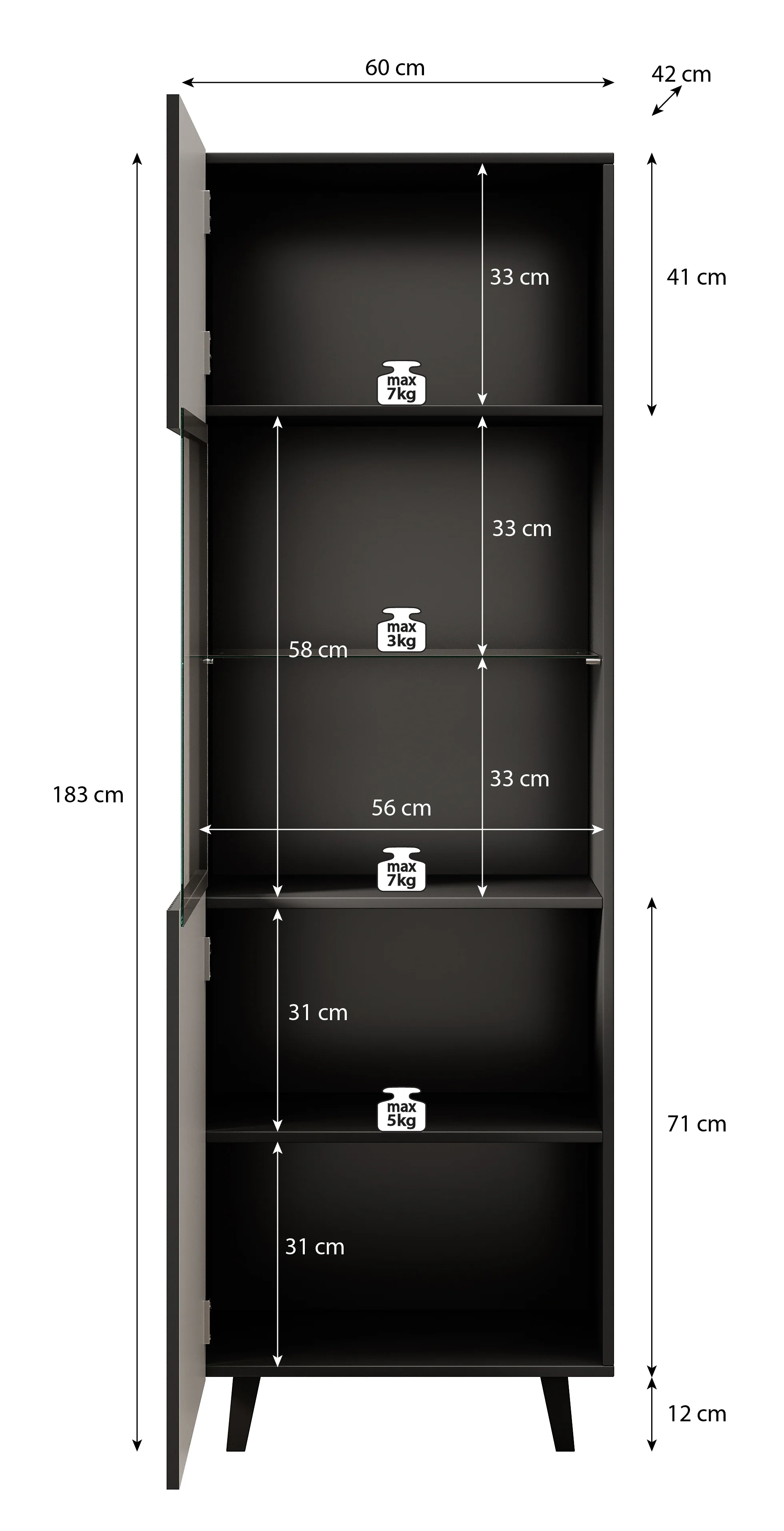 Vintar - Vitrinekast - Eiken - 60x42x183 cm - Image 5