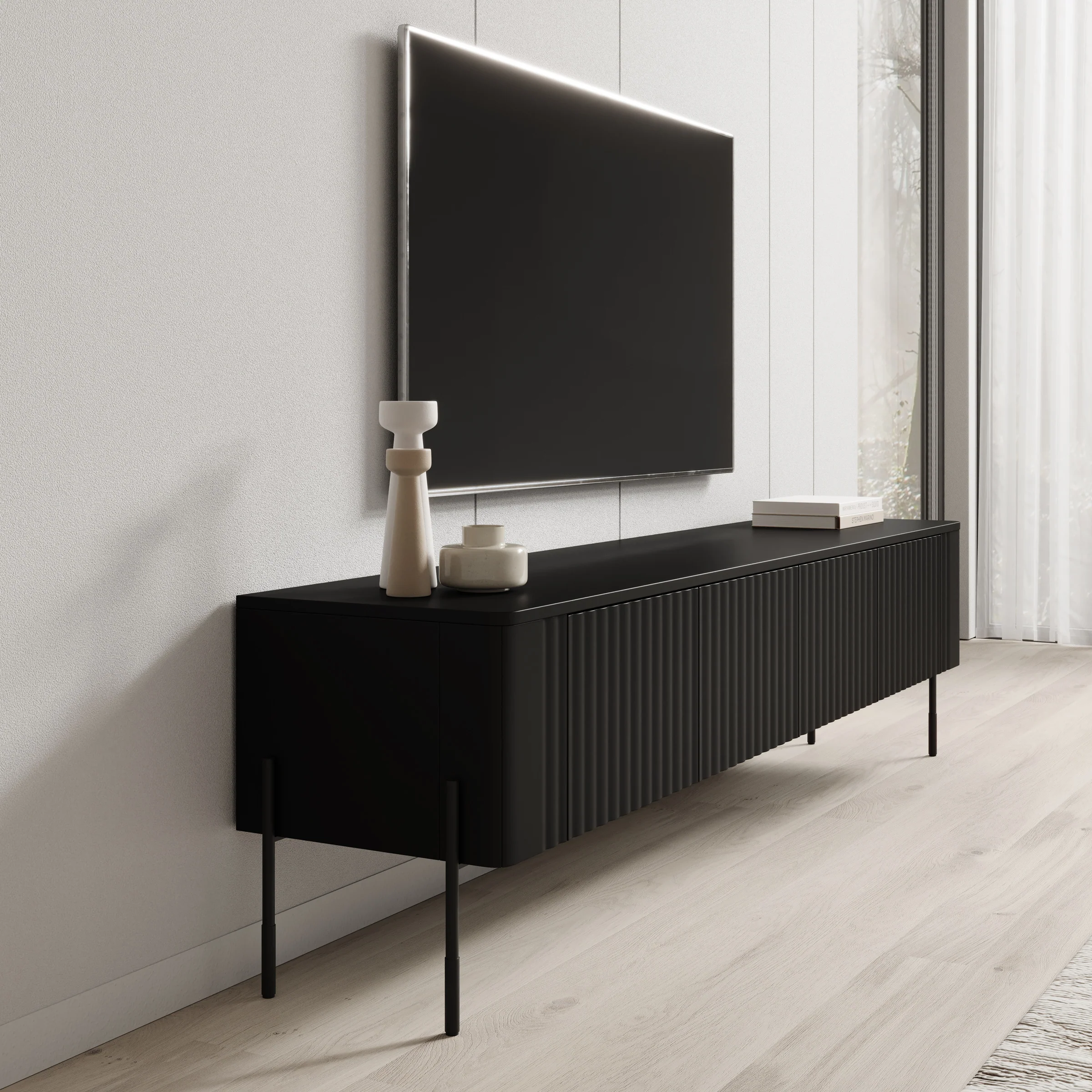 Vivi - TV-Meubel - Zwart - 190x40x50 cm - Image 4