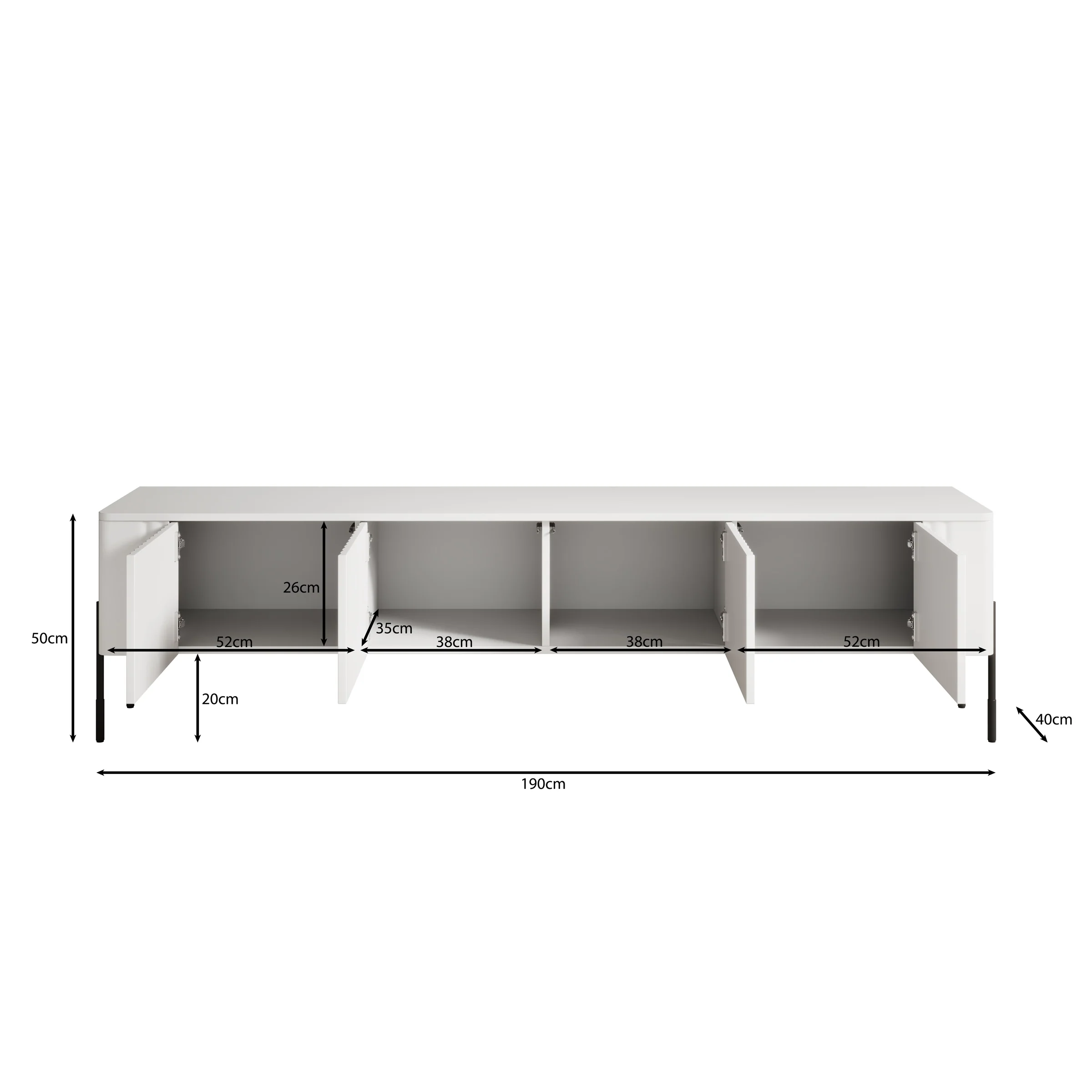 Vivi - TV-Meubel - Zwart - 190x40x50 cm - Image 5
