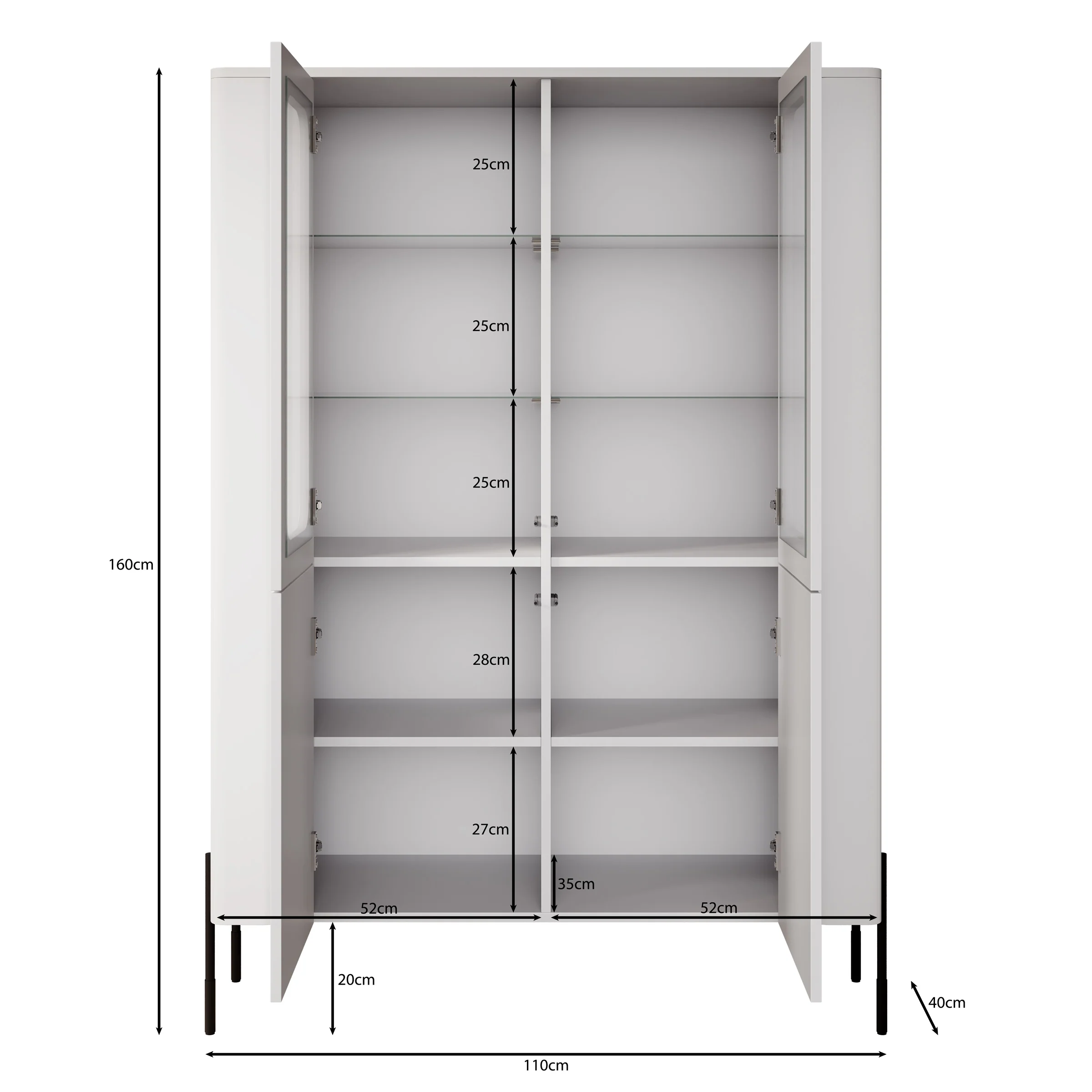Vivi - Vitrinekast - Wit - 110x40x160 cm - Image 5
