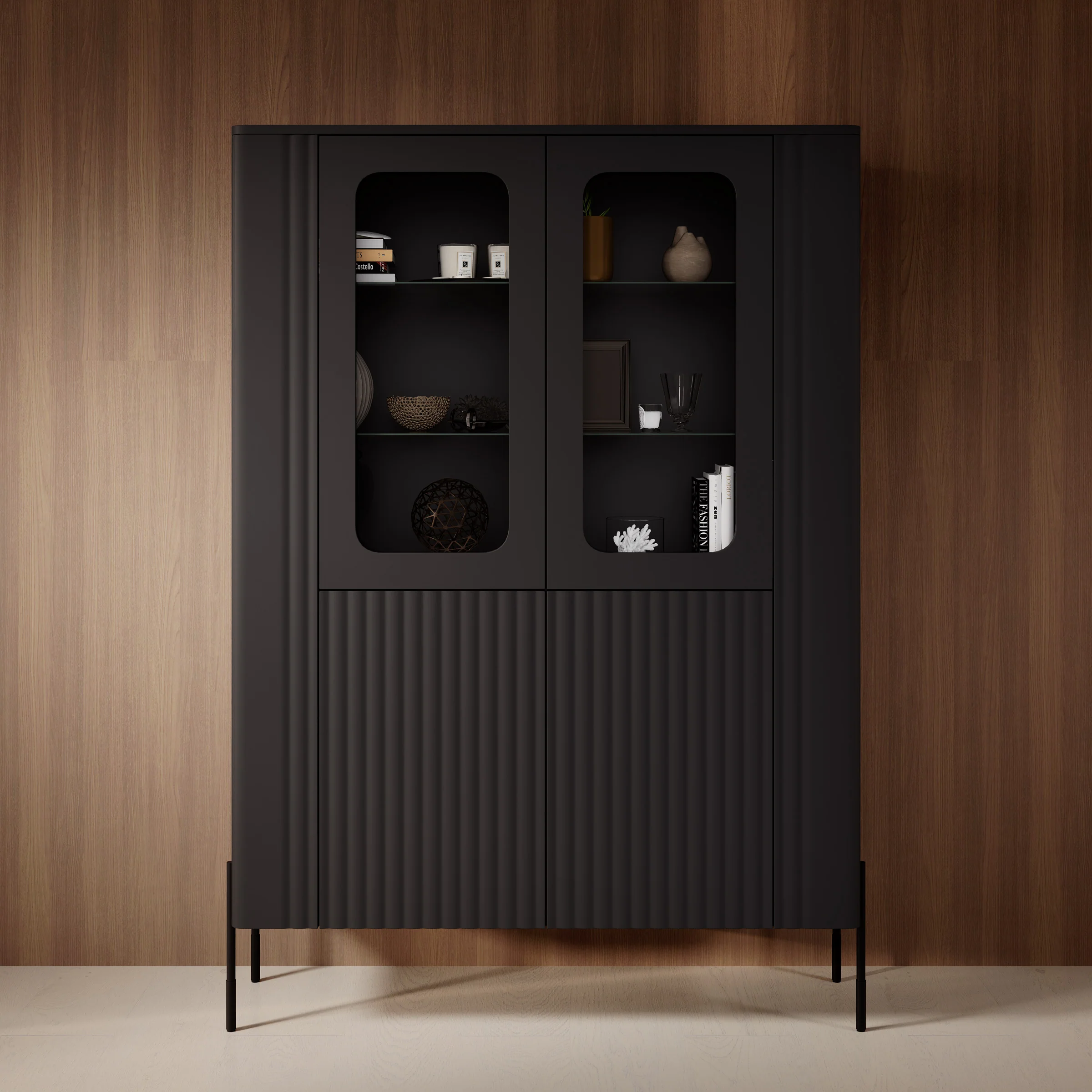 Vivi - Vitrinekast - Zwart - 110x40x160 cm - Image 3