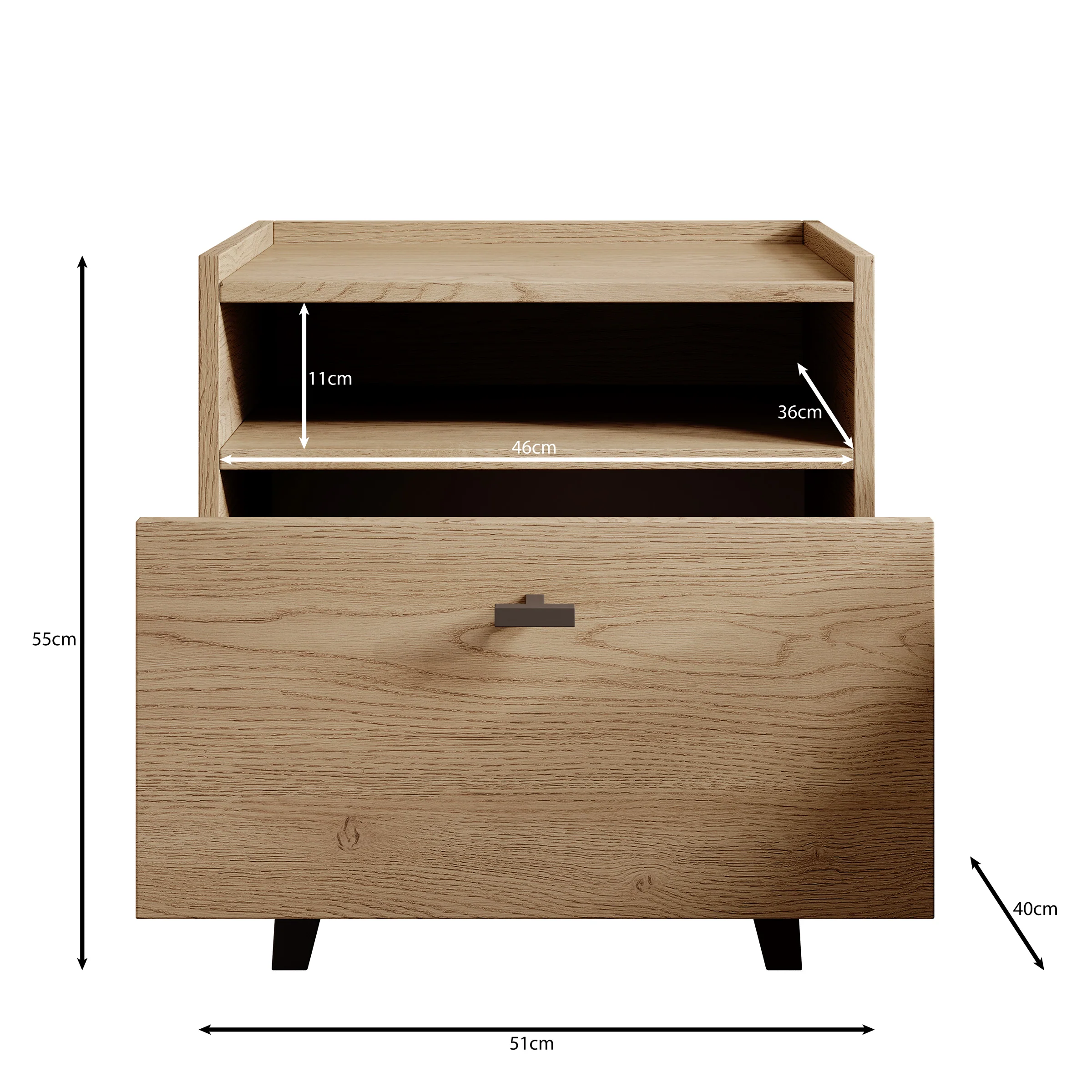 Vornas - Nachtkastje - Eikenpatroon - 51x40x55 cm - Image 5