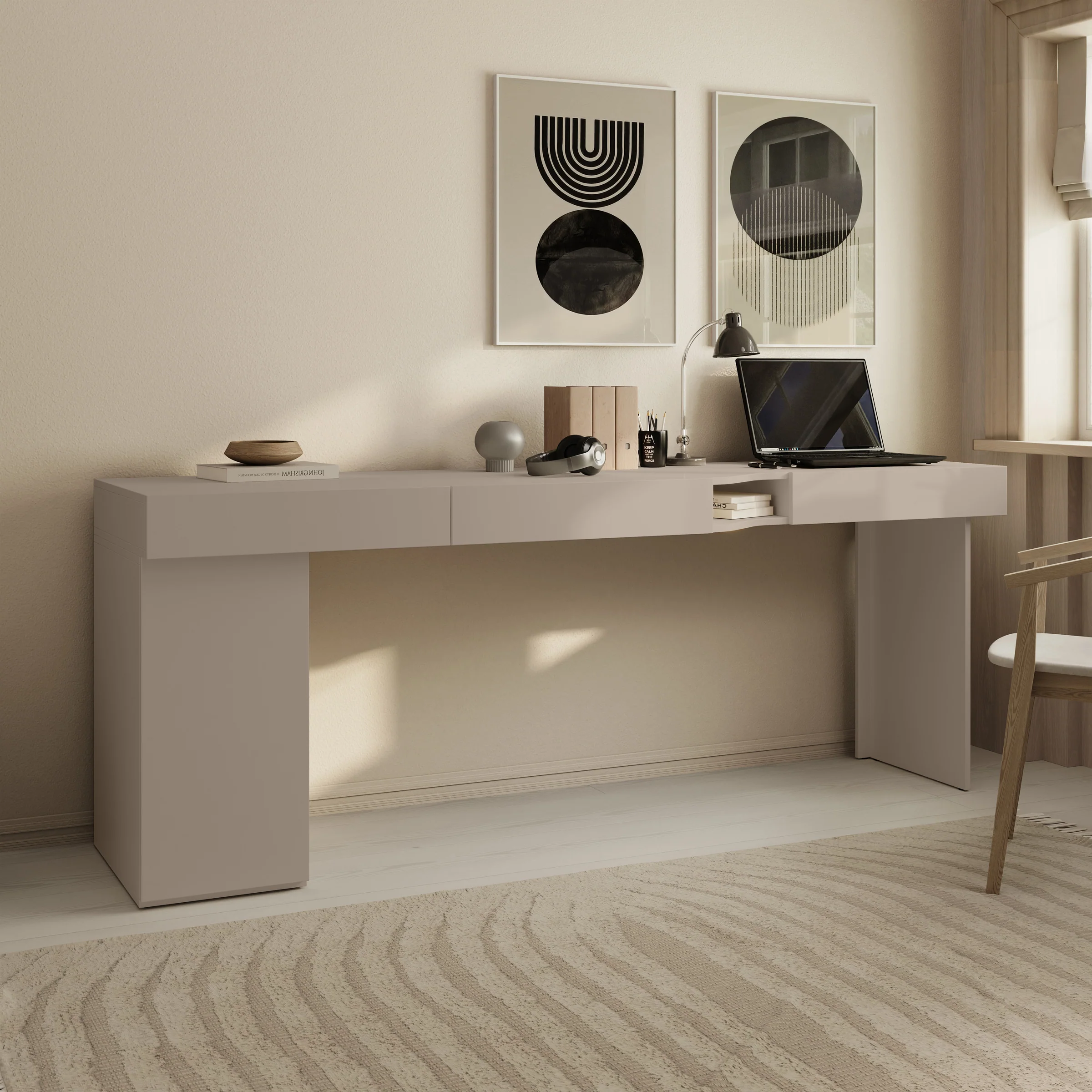 Whenua 2 - Bureau links - Beige - 211x55x79 cm