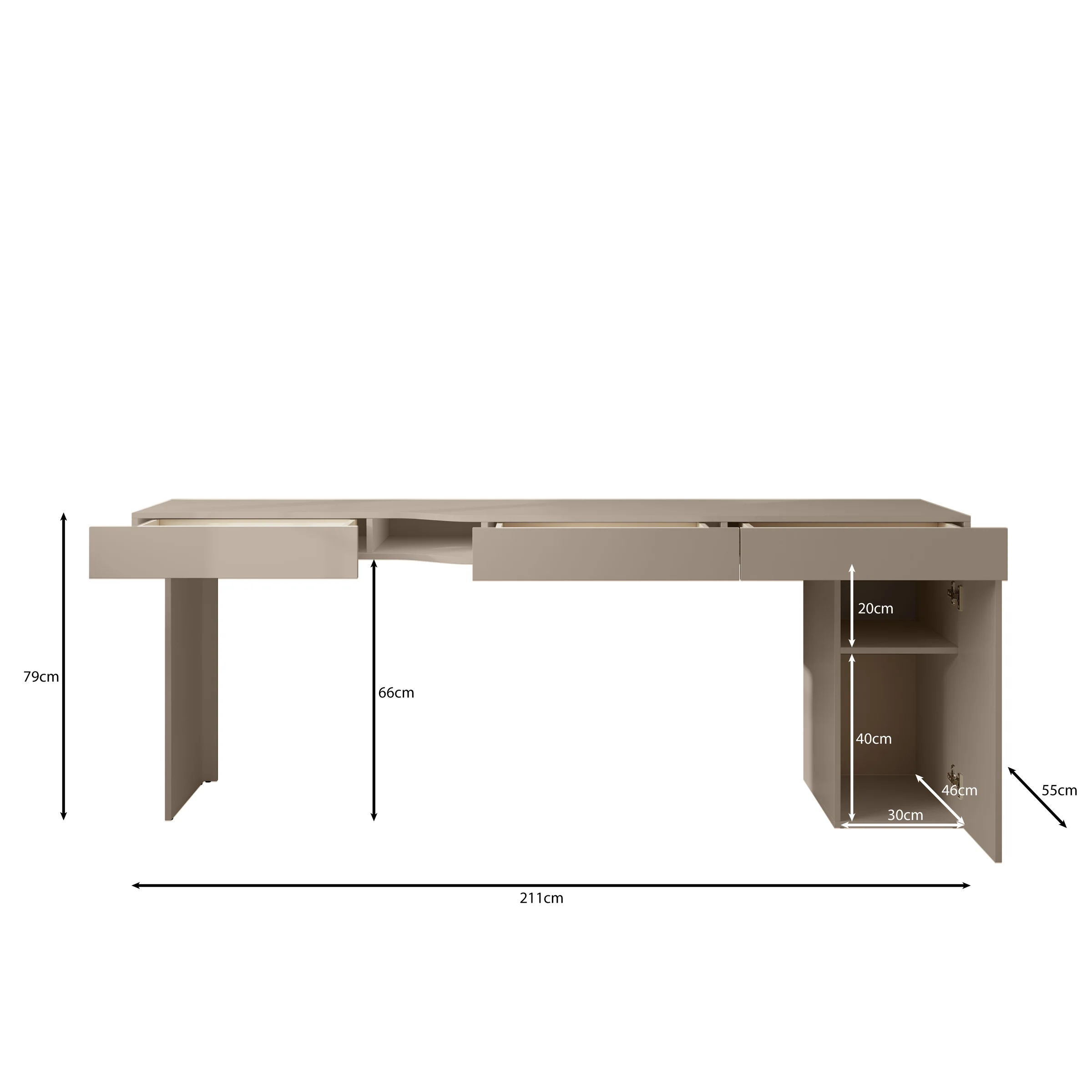 Whenua 2 - Bureau rechts - Beige - 211x55x79 cm - Image 5