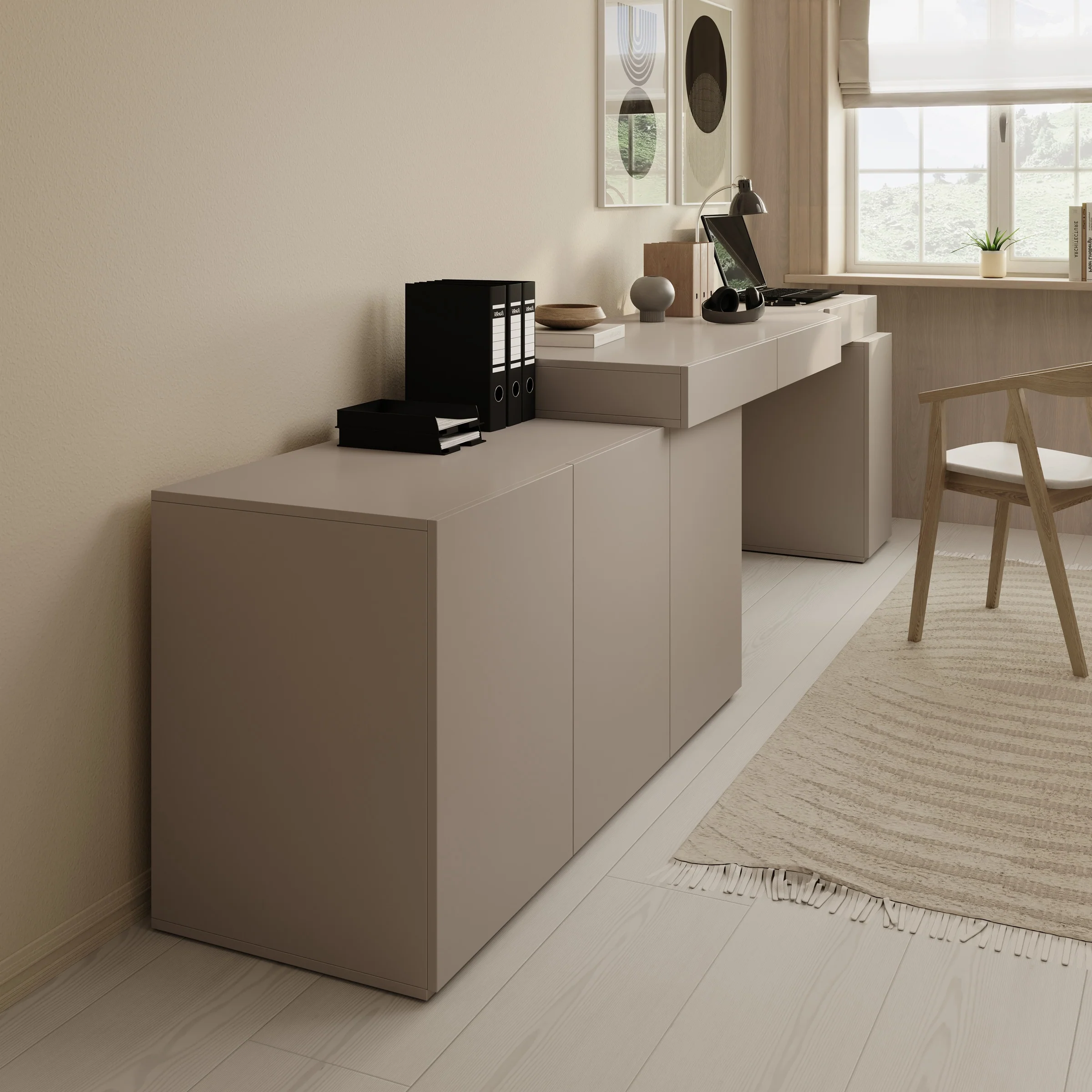Whenua 3 - Bureau links - Beige - 321x55x79 cm - Image 4