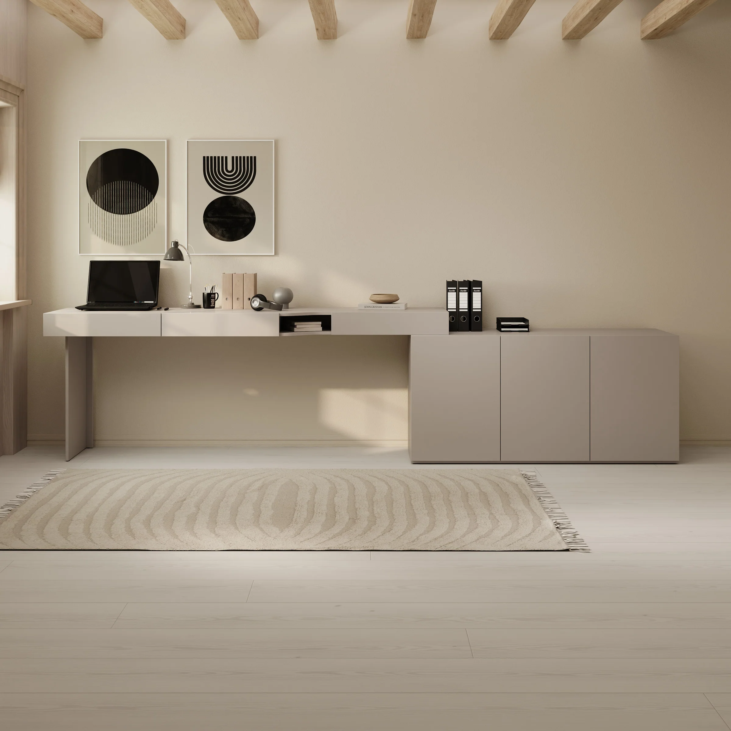 Whenua - Bureau links - Beige - 301x55x79 cm - Image 3