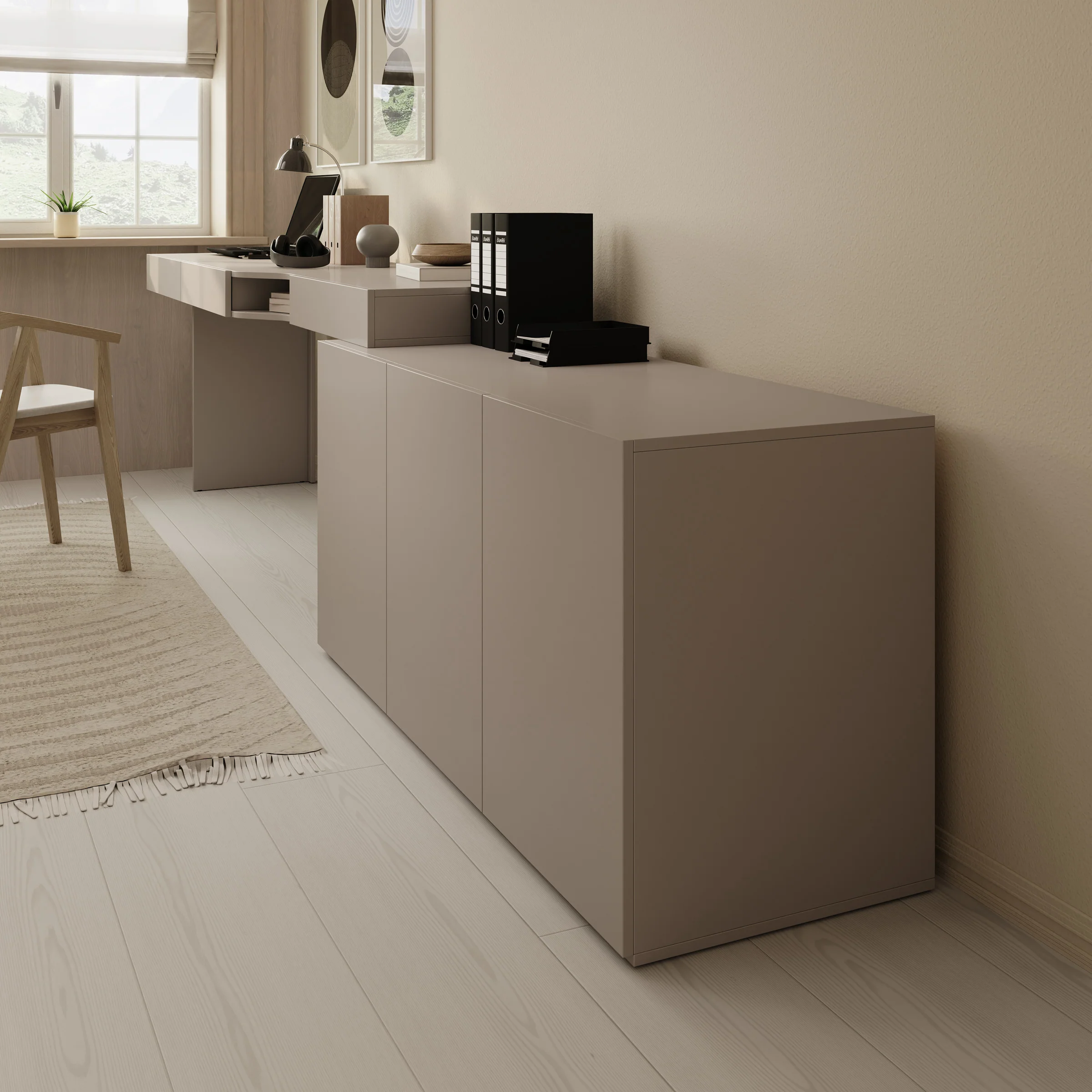 Whenua - Bureau links - Beige - 301x55x79 cm - Image 4