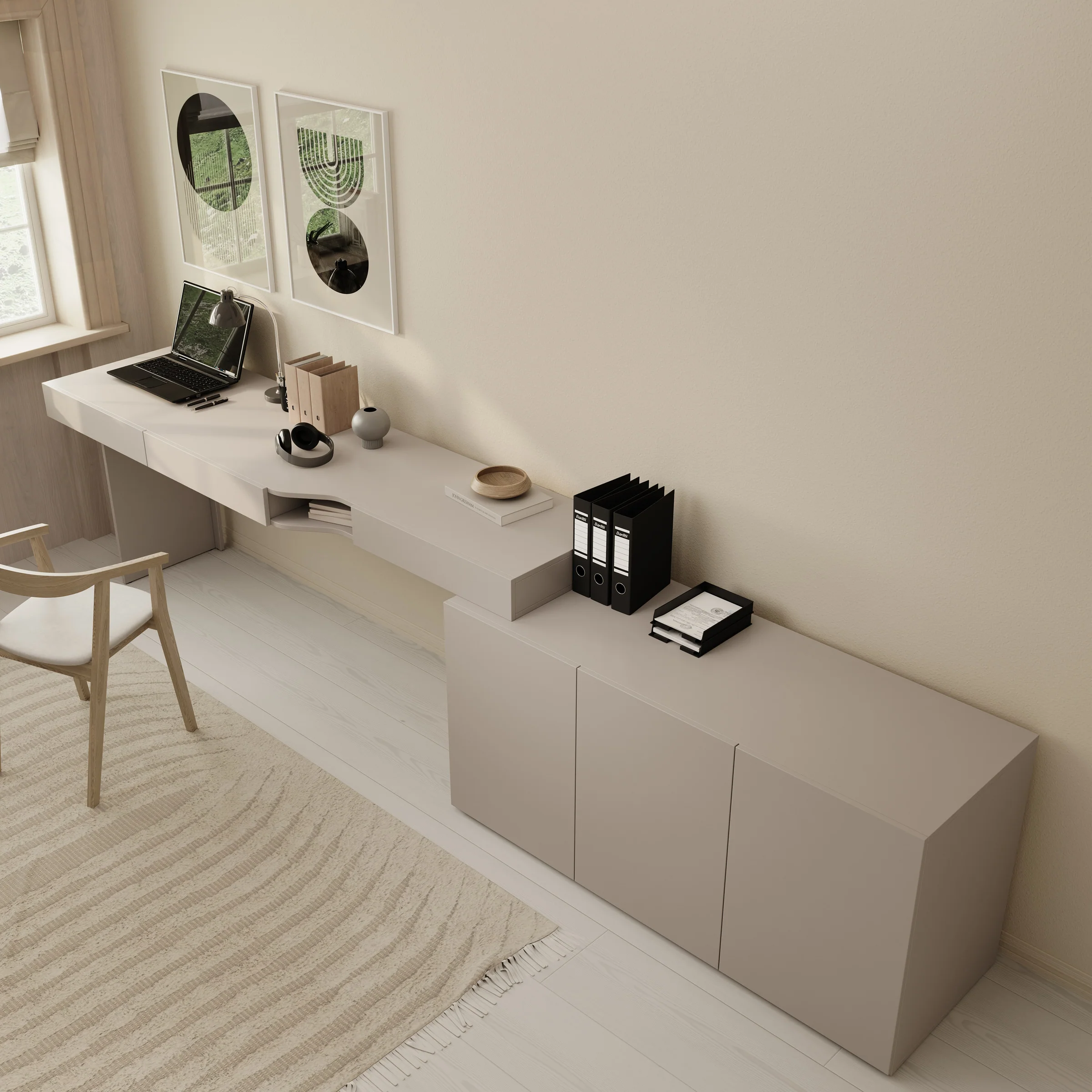 Whenua - Bureau links - Beige - 301x55x79 cm - Image 5