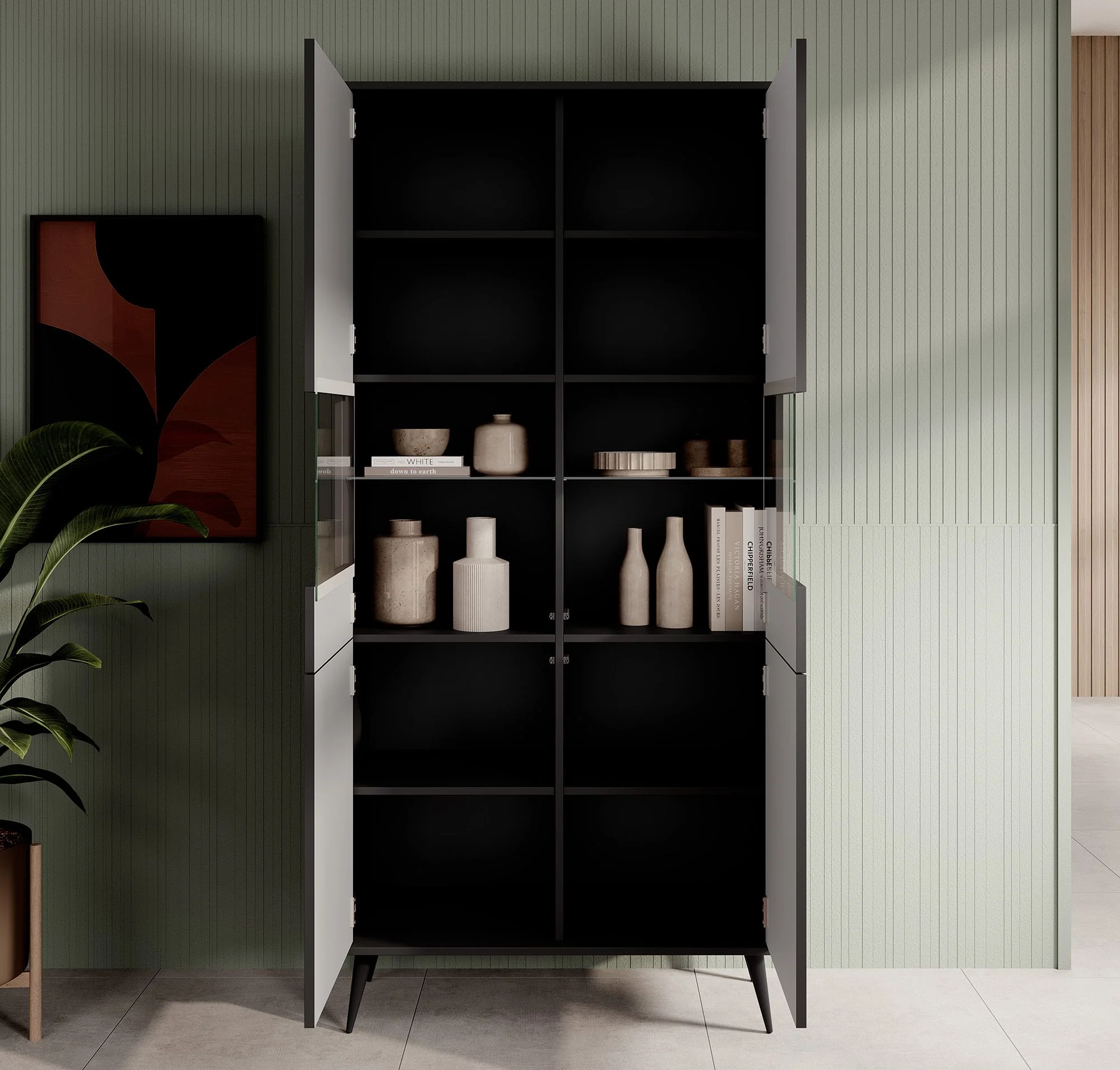Winq - Vitrinekast - Antraciet - 91x40x193 cm - Image 3