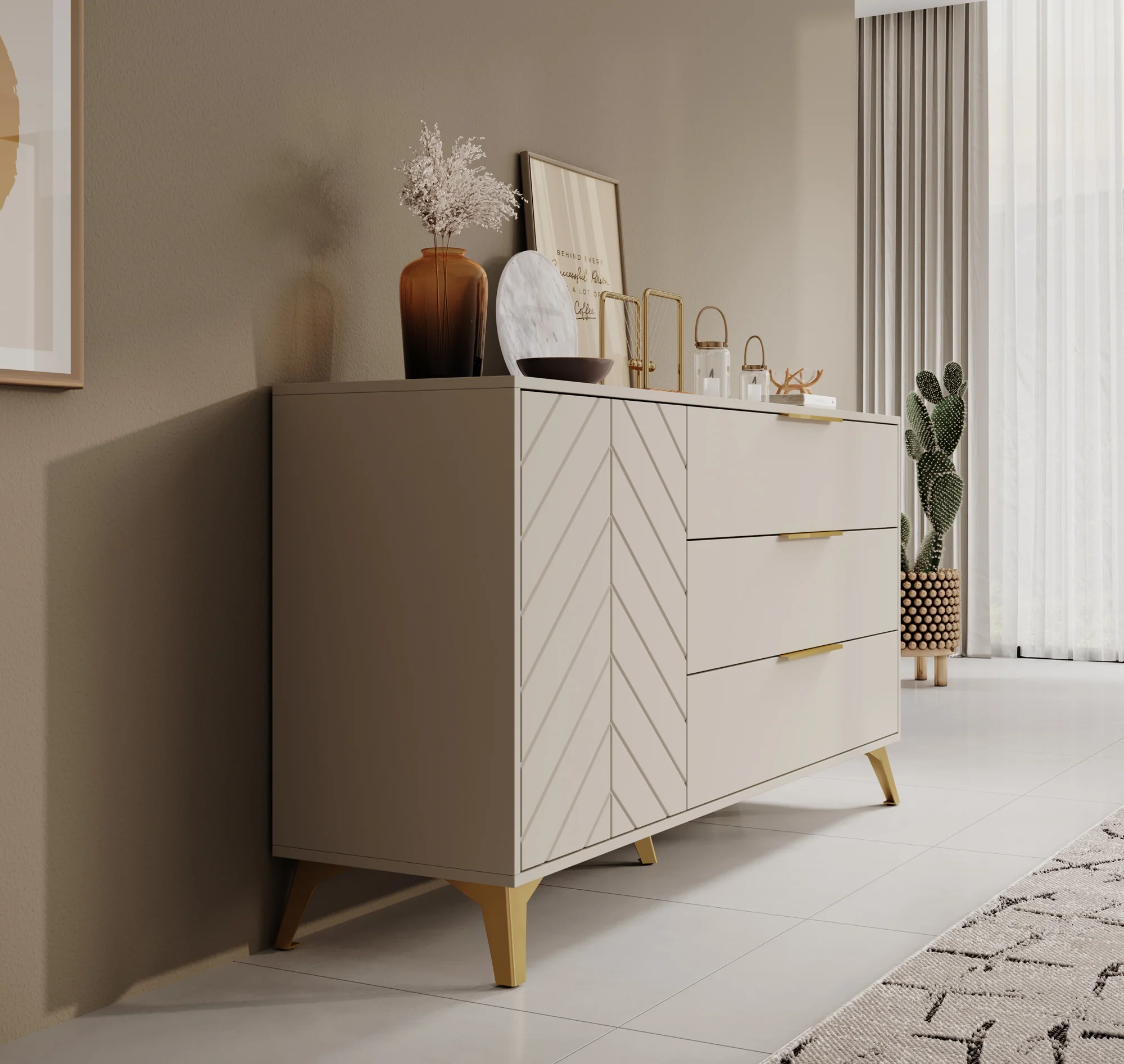 Xiano - Dressoir - Beige - 153x40x80 cm - Image 4