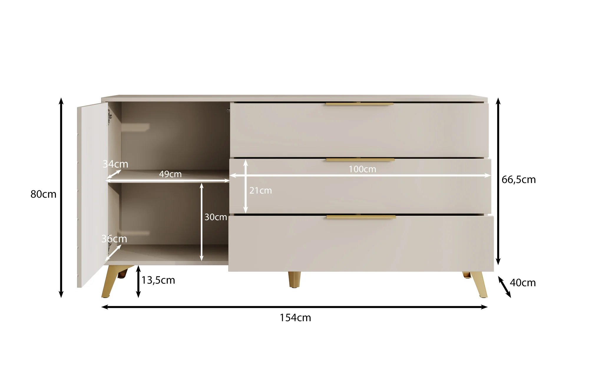 Xiano - Dressoir - Beige - 153x40x80 cm - Image 5