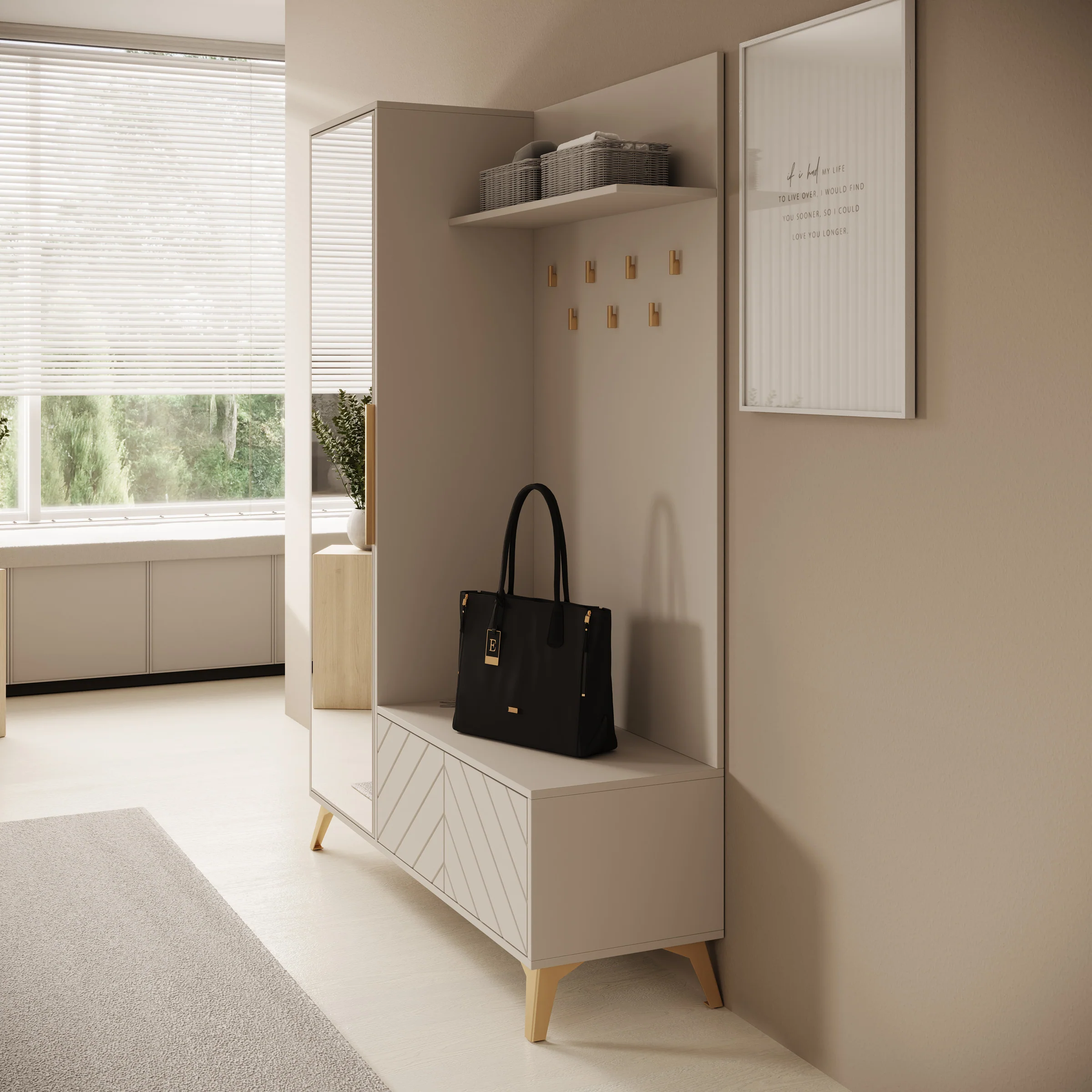 Xiano - Halkast met deur - Beige - 134x40x180 cm - Image 4