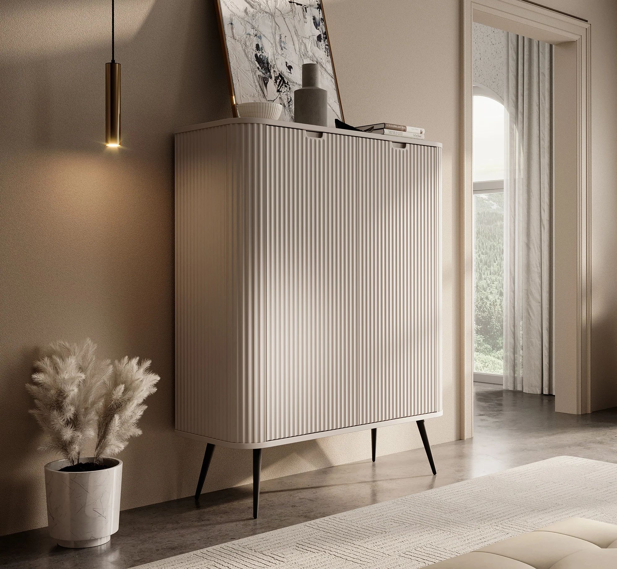 Zakari - Dressoir - Beige - 103x39x129 cm